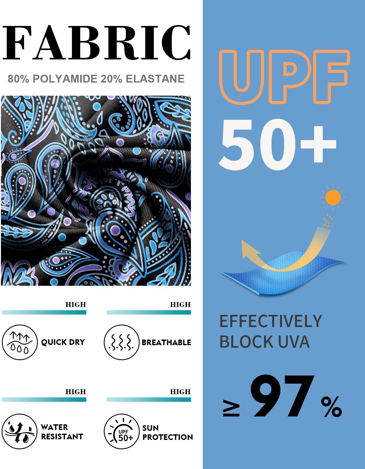 WOWENY Women's Swim Tankini Top Only Racerback High Neck Slim Fit UPF 50+ Tummy Control Swim Top No Bottom - Image 6