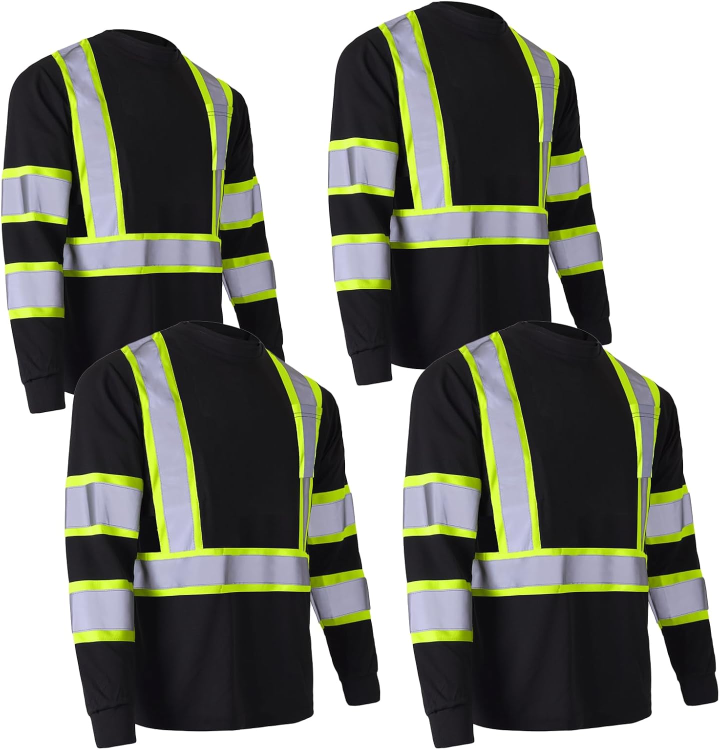 CAMNWAMN Apparel High Visibility Shirts, Long Sleeve Hi Vis Reflective Safety Shirts with Pocket for Men