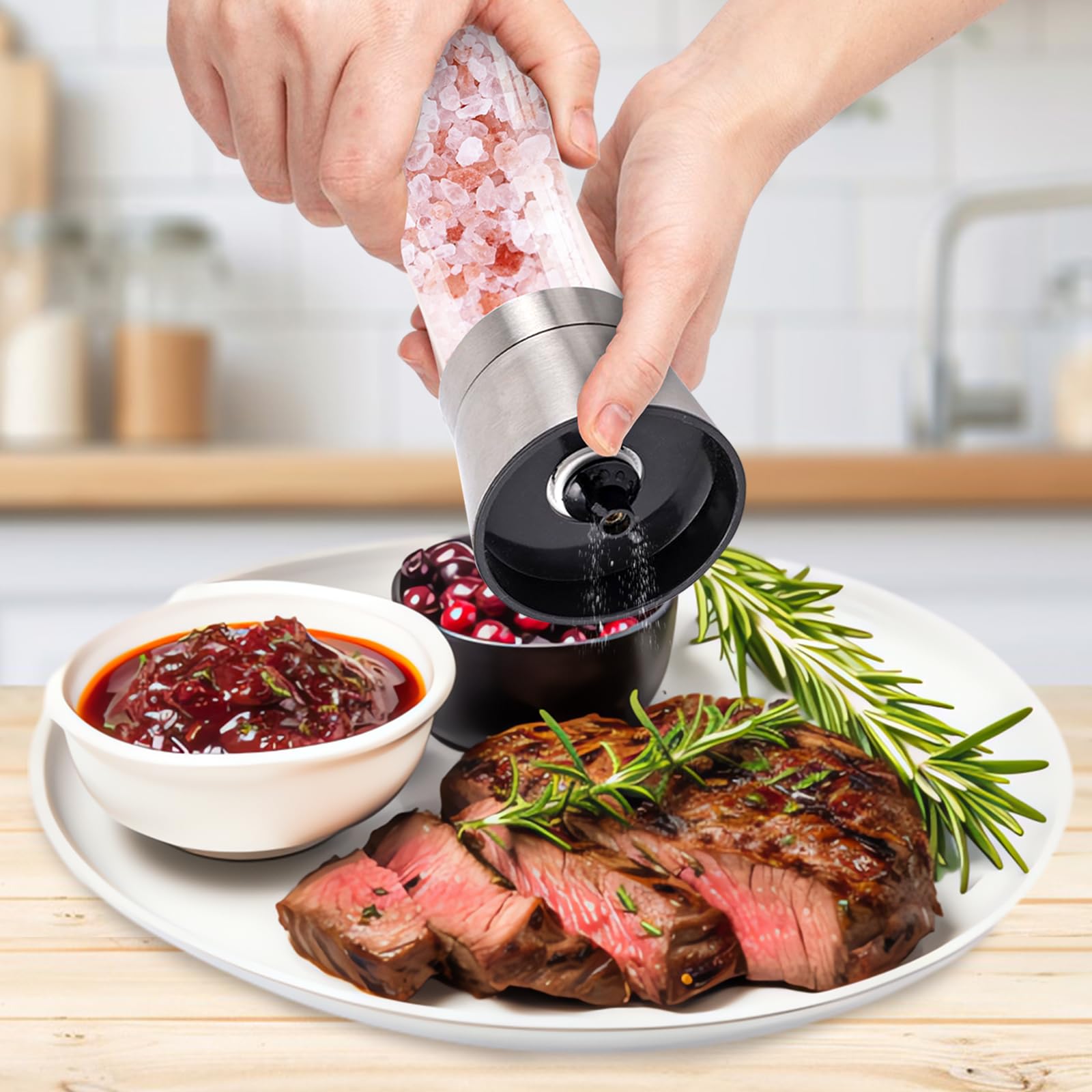 Salt & Pepper Grinder Set - Stainless Steel -3
