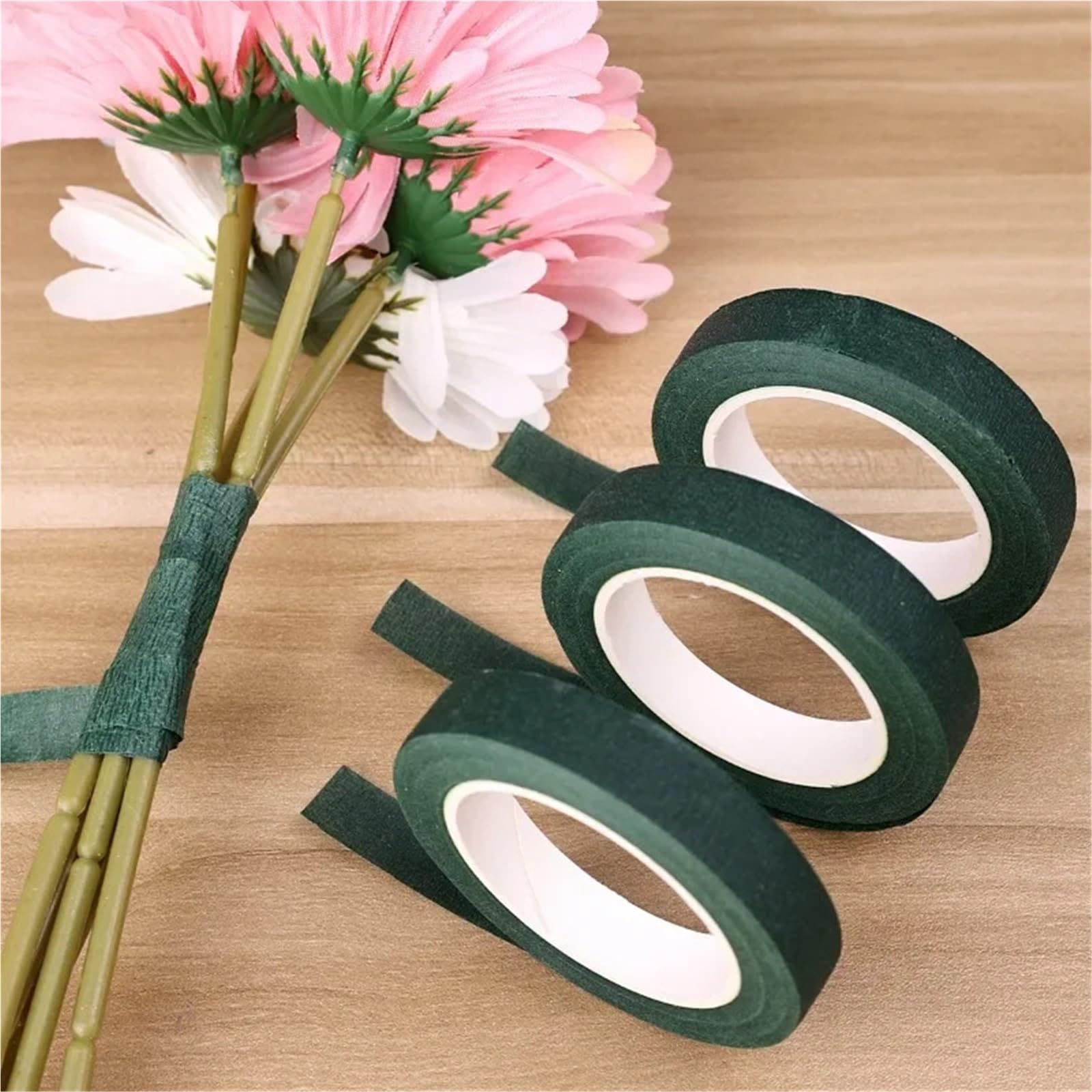 10 Rollen grünes Blumenstrauß-Blumenband, selbstklebendes Verpackungspapierband, DIY-Blumendekoration, geeignet for Hochzeiten im Blumenladen Für Floristik(3Roll)