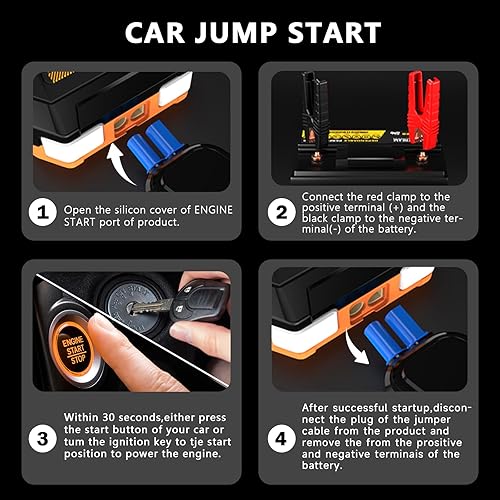 Miniatura 7 de G69H - Arrancador portátil de 4000 A, batería de arranque de 24000 mAh (todo gas, motor diesel de hasta 8.5 L), arrancador portátil de 12 V con