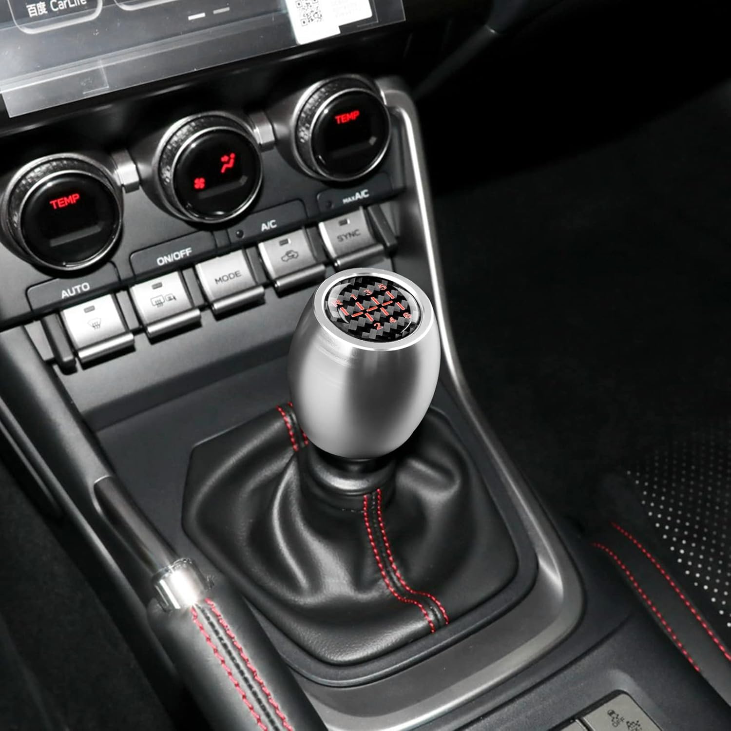 KUNGKIC for MT 2021-2025 Toyota GR86 Subaru BRZ Aluminum Manual Gearbox Shift Shifter Knob with Real Carbon Fiber Sticker Interior Accessories (Silver)