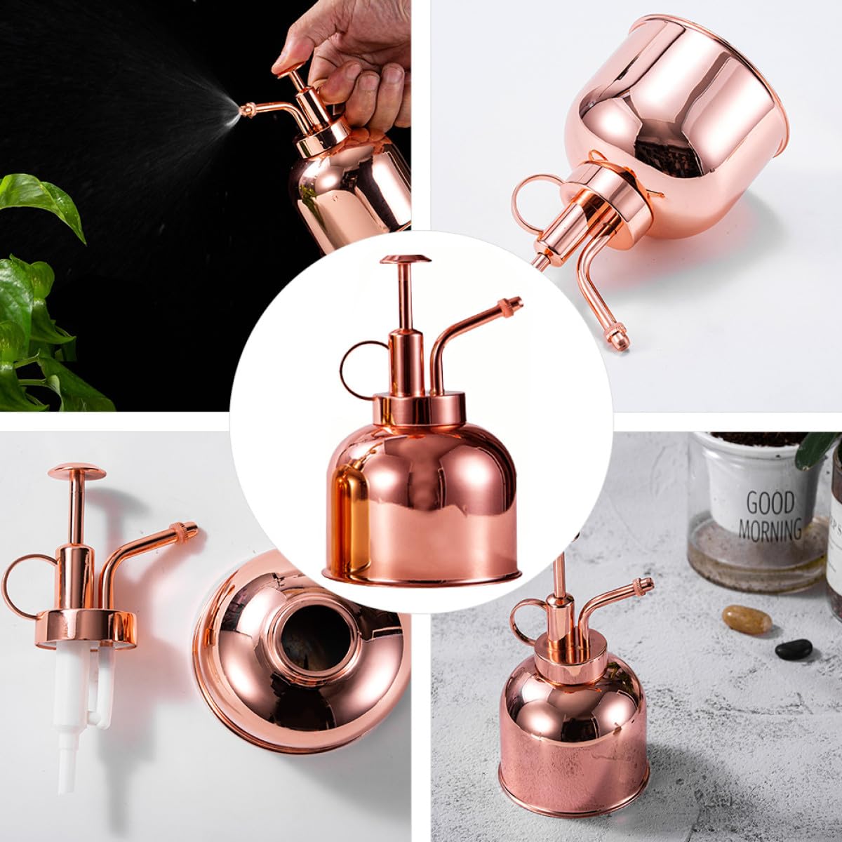 MAGICLULU Gießflasche für Pflanzenbewässerung 300ml aus Edelstahl mit Pumpdesign Sukkulenten und Metall Sprüherkopf im Badezimmer und Küche
