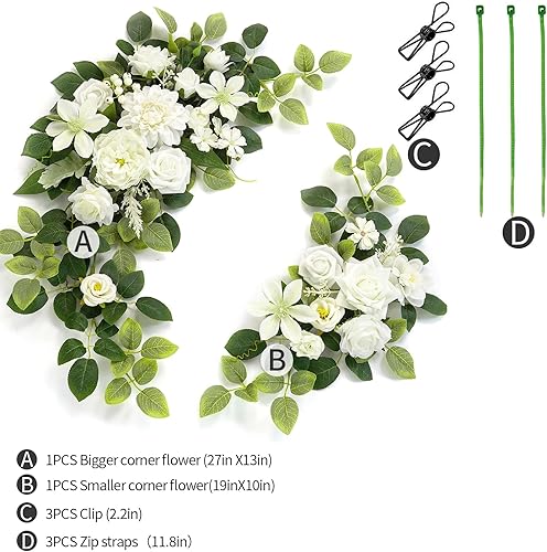 Miniatura 2 de Paquete de 2 flores artificiales, flores de boda, boda, banquete, fiesta, entrada de recepción y decoración de fondo (blanco lechero)