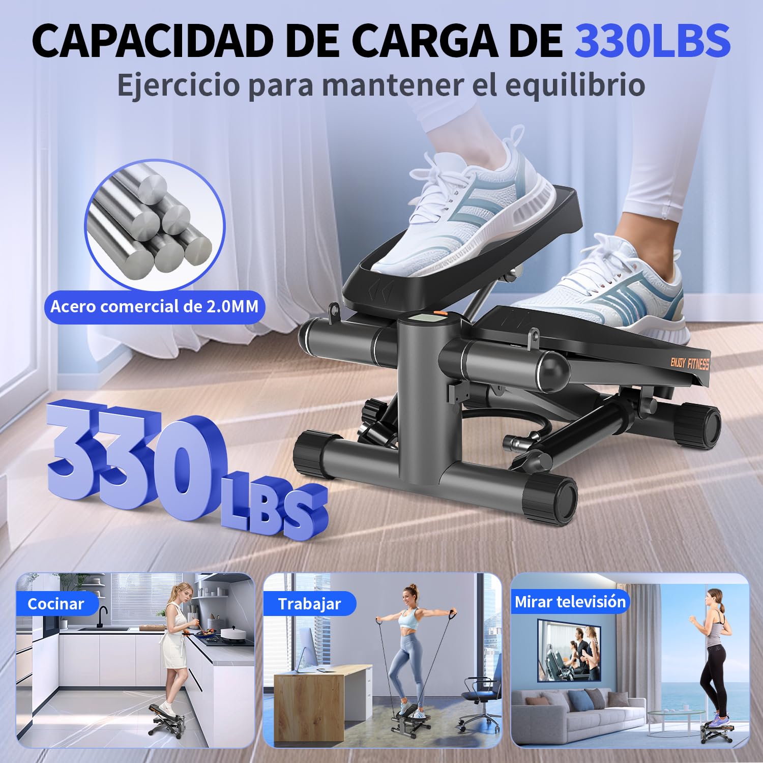 Vannect Mini 2 en 1 Stepper Fitness Casa,Máquina trepadora de elevación con Cuerda de Resistencia,Trainer para Principiantes y usuarios avanzados de hasta 150 kg