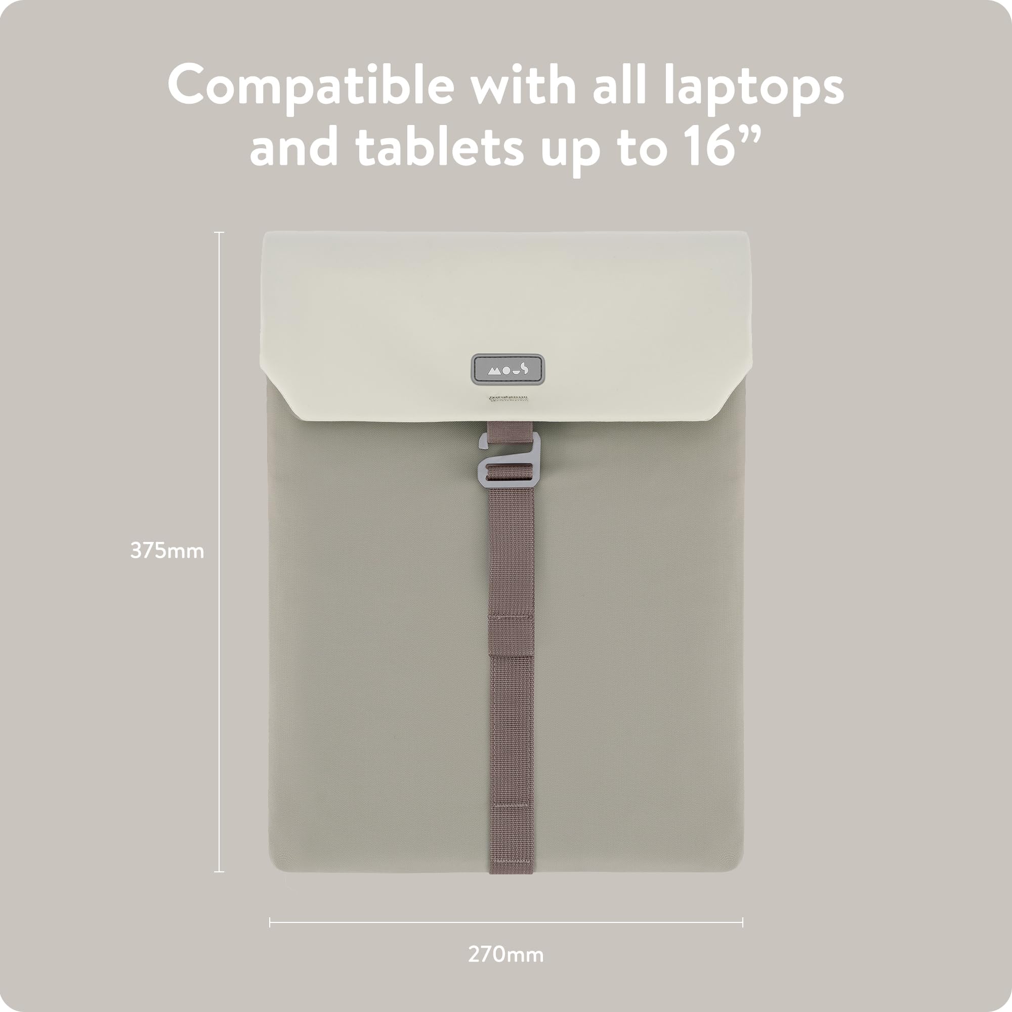 Mous – Borsa per Laptop da 16 Pollici - Custodia Universale per Laptop - Pietra | Mous – Borsa per laptop 16" – Custodia universale per laptop – Custodia resistente all'acqua – Stone