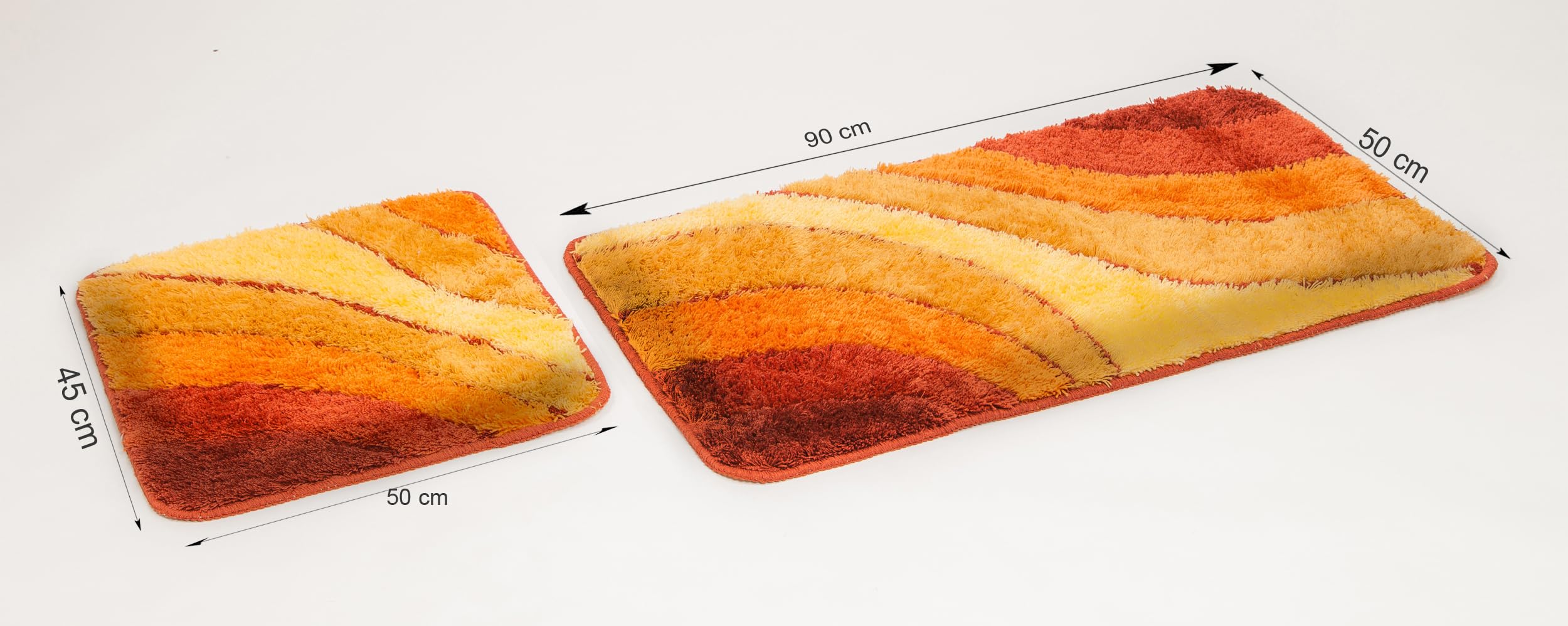 Goodway Set di 2 tappetini da bagno Wave, terra, dimensioni: 50 x 90 cm, 50 x 45 cm, antiscivolo, lavabili in lavatrice