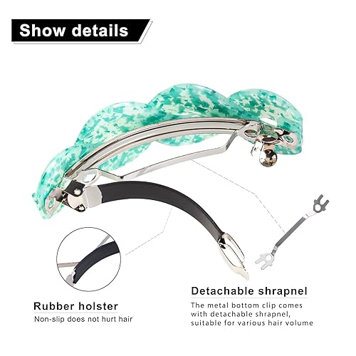 Miniatura 43 de Pasadores para el cabello – Pasador francés para mujeres de cabello grueso – 3 piezas de clip de agarre fuerte grande para mujer – Clip decorativo