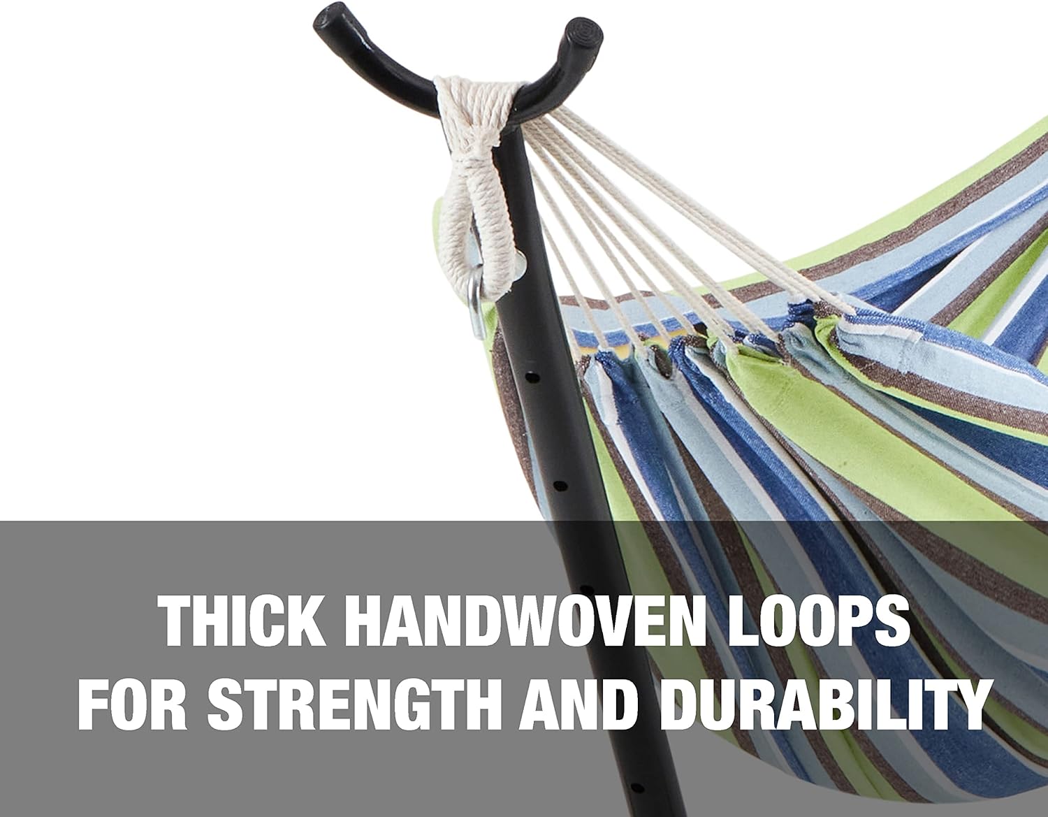 Bliss Hammocks 60" Wide Hammock & Built-in Stand w/Carrying Case & Hanging Hardware Indoor, Outdoor, Poolside, Patio, Backyard Heavy Duty, Strong & Durable 400 Lbs Capacity (BHST-401-GS)