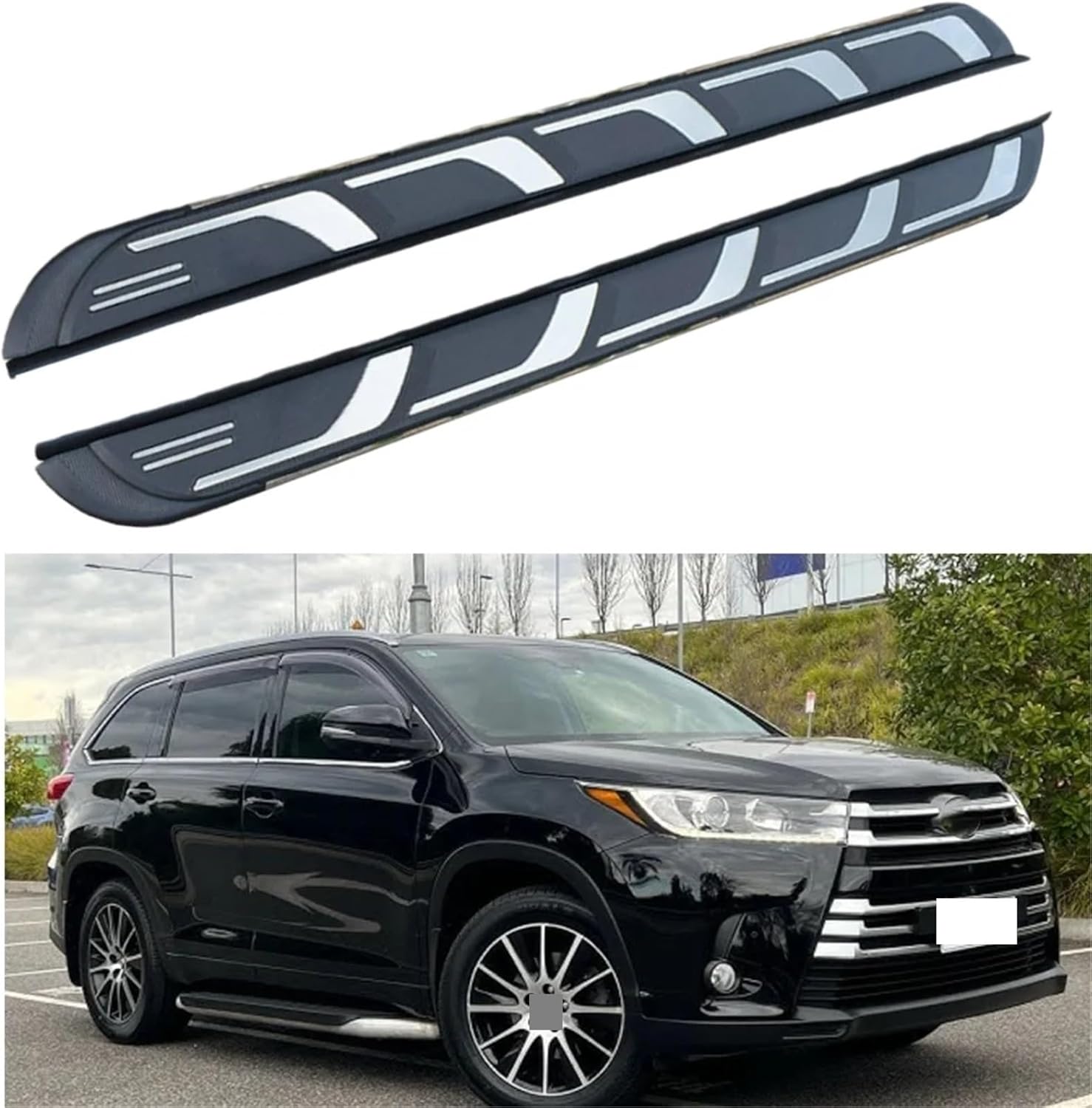 Running Board Fits for Toyota Highlander Kluger 2014-2019 Side Steps Aluminum 2PCS Car Protector