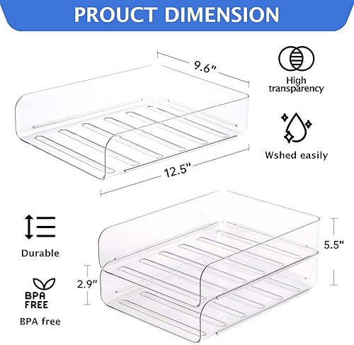 Miniatura 2 de Juego de 2 bandejas de escritorio para cartas, organización y almacenamiento de oficina, bandeja transparente de PET, organizador de documentos