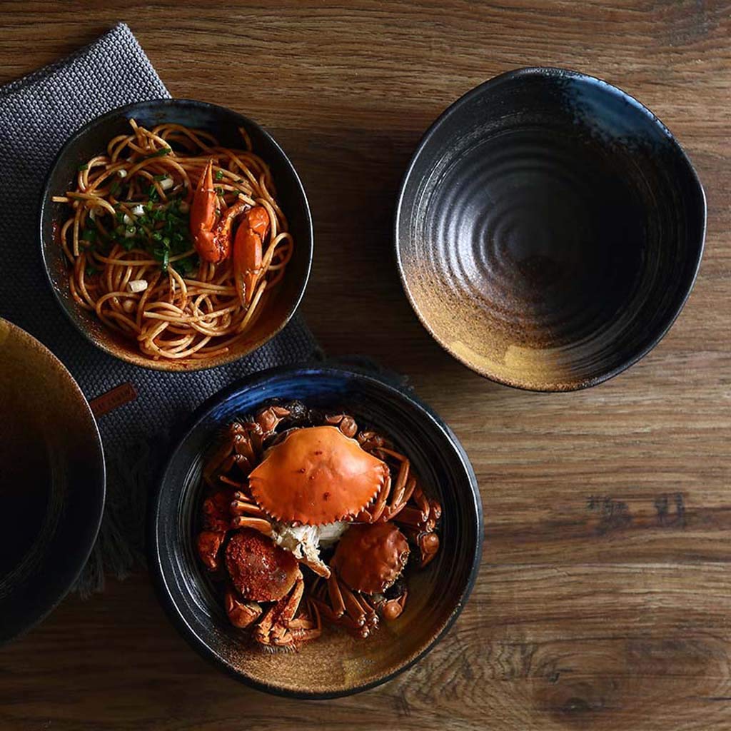 Grand Bol Japonais en céramique pour Nouilles, idéal pour la Soupe Ramen | Saladiers et ustensiles ménagers (# B # 7.0)