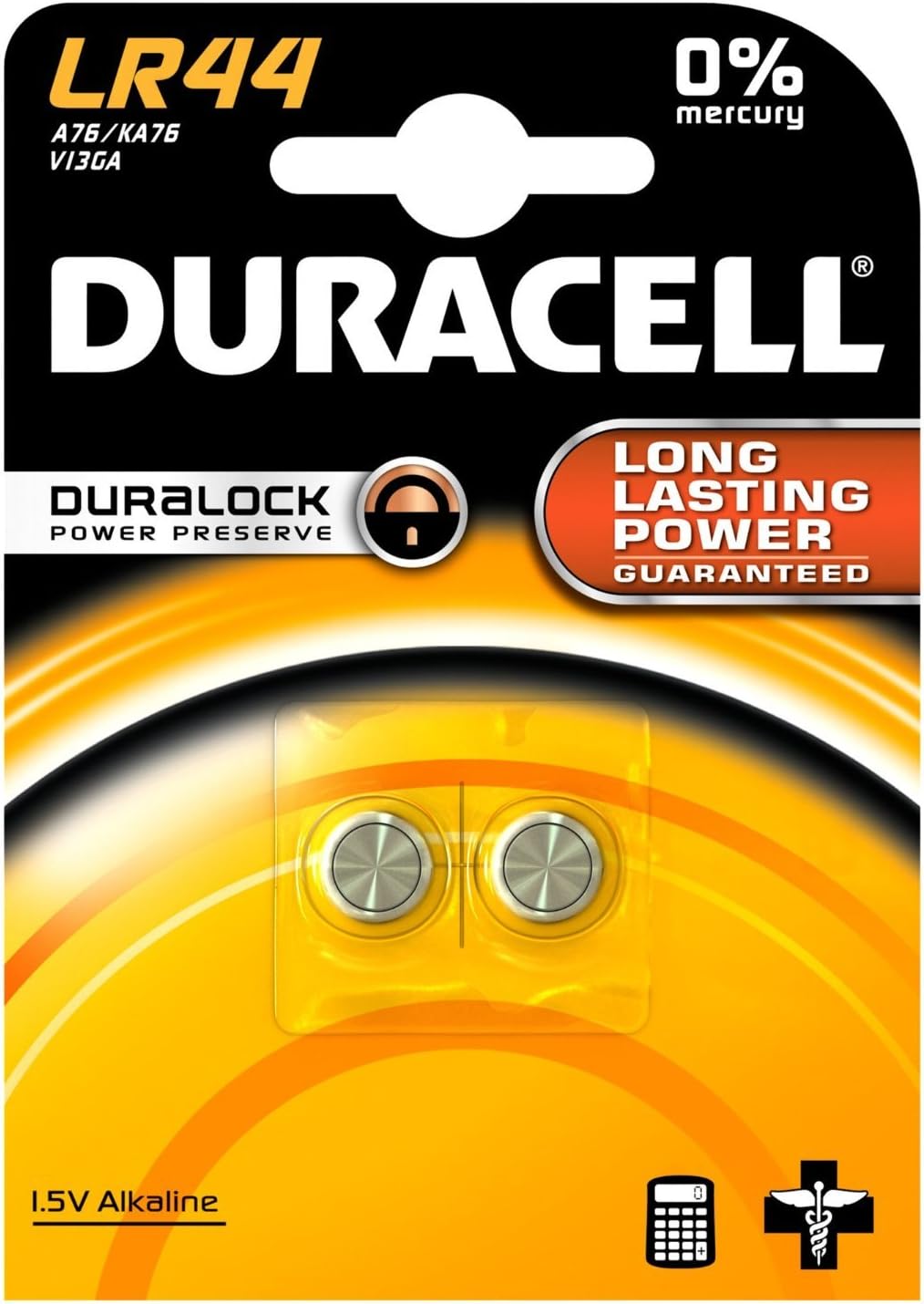 Duracell LR44 non-rechargeable battery - non-rechargeable batteries (Alkaline, 1.5V, 1.16 cm, 5.4 mm, 1.16 cm)