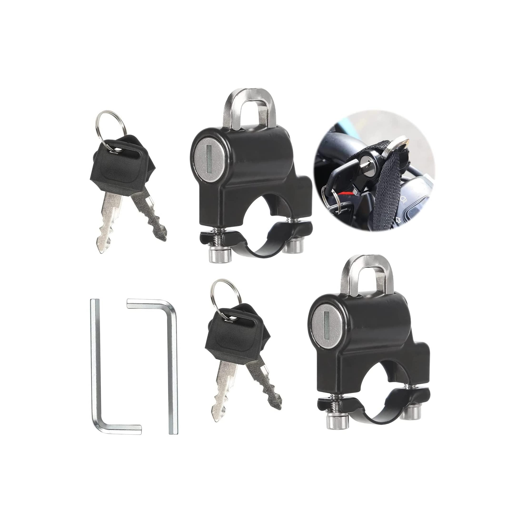 Unifizz 2 Pcs Motorcycle Helmet Lock, Bike Helmet Lock for Motorbikes, Electric Motorbike Helmet Accessories - Fits 22-28mm Handlebar Tubing Scooter Lock