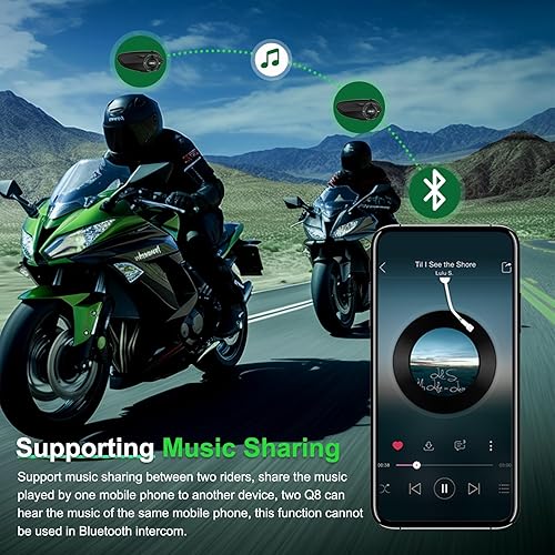 Miniatura 6 de Q8 - Auriculares Bluetooth para casco de motocicleta, 230 horas en espera, sistemas de comunicación de malla para 6 conductores con multitarea de