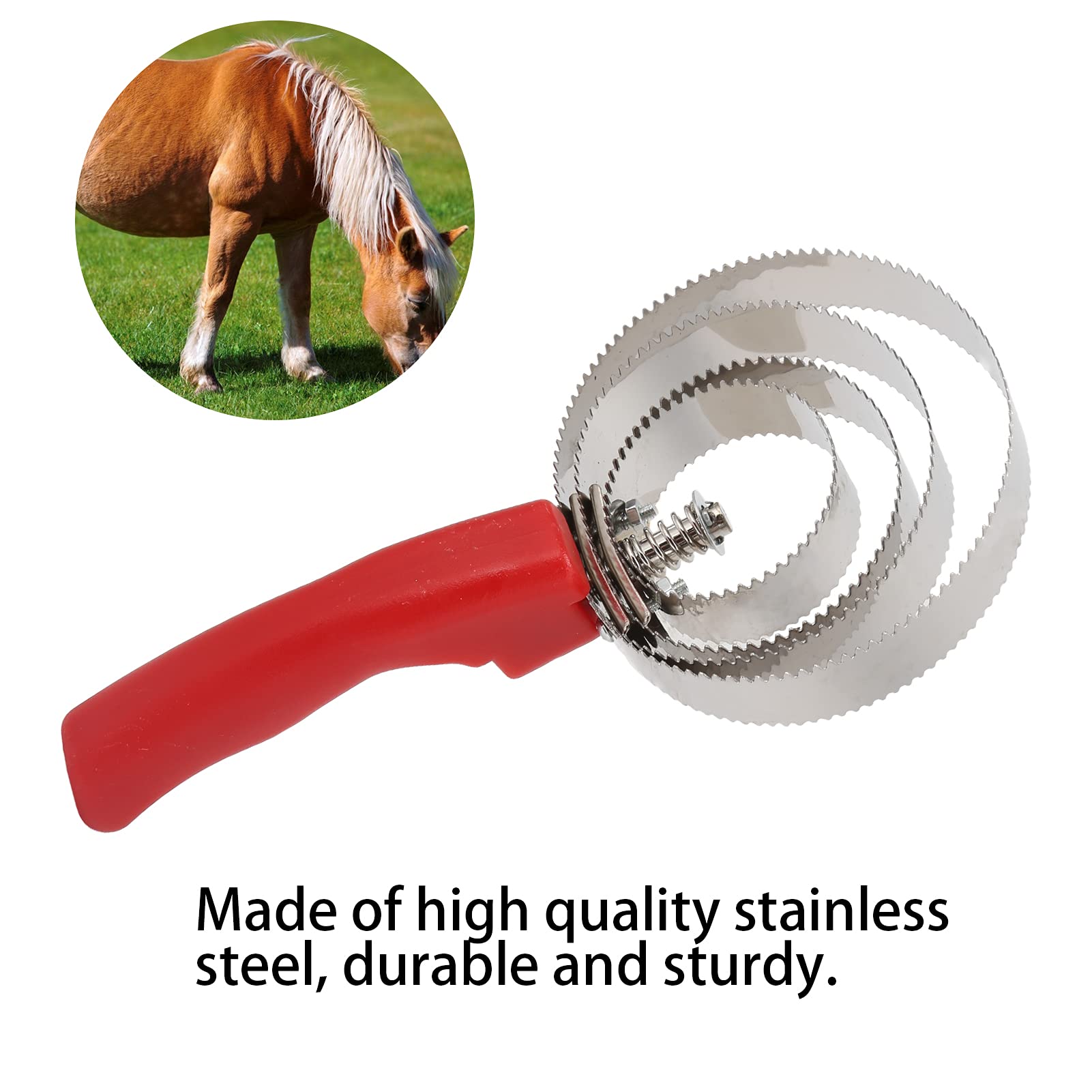 Peigne à Curry Cheval 6 Tours Acier Inox - Double Face Réversible Pour Chevaux, Moutons, Chiens, Chats