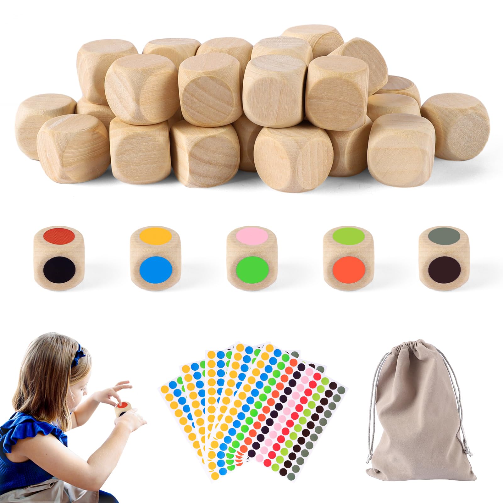 50 Dés En Bois Bruts 20 Mm - Cubes Non Peints Pour Bricolage, Artisanat Et Apprentissage