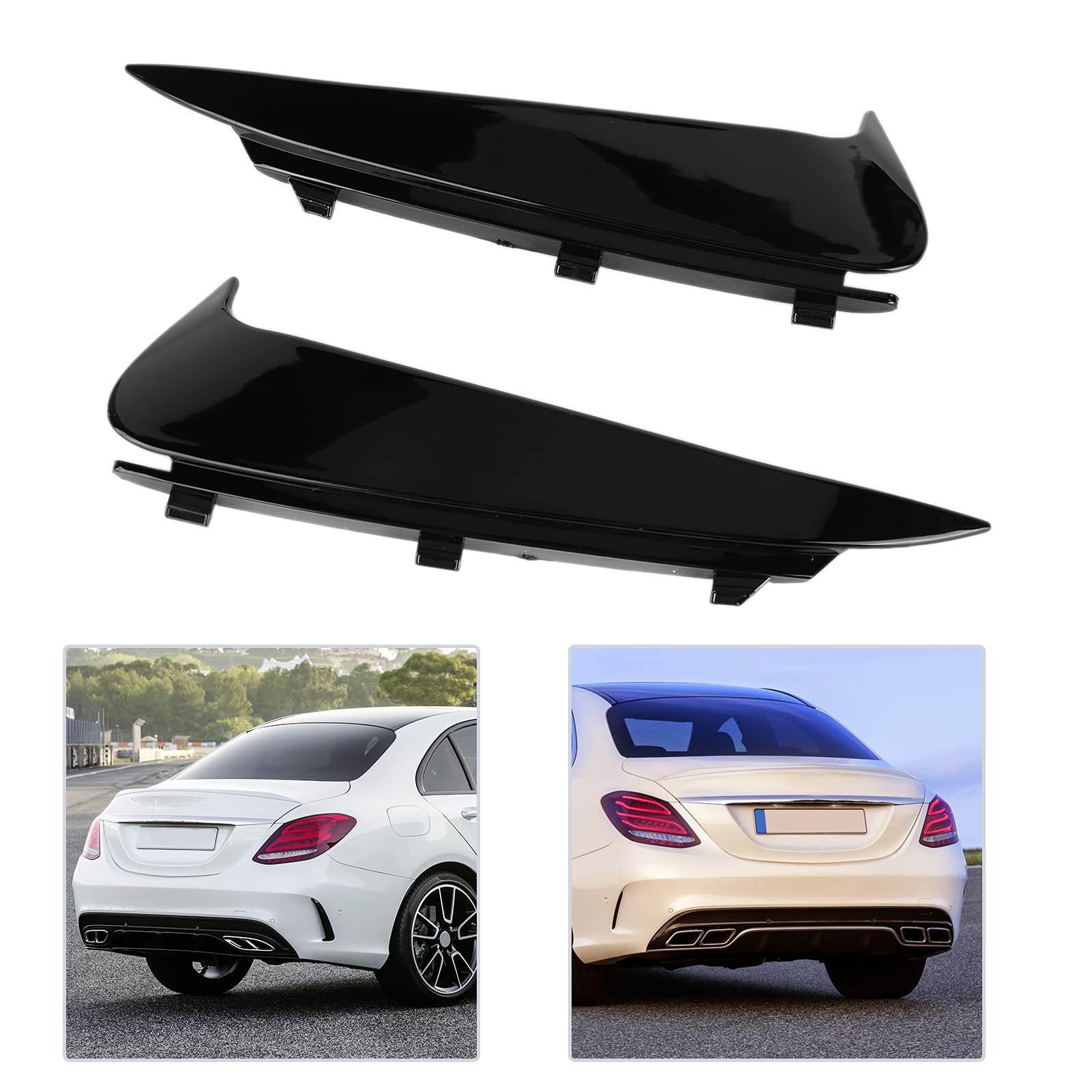 Garnitures D'Aération Pare-chocs Arrière - Pour Mercedes Classe C C205 Coupé AMG-Line/C43 2015-2018 - Noir Brillant