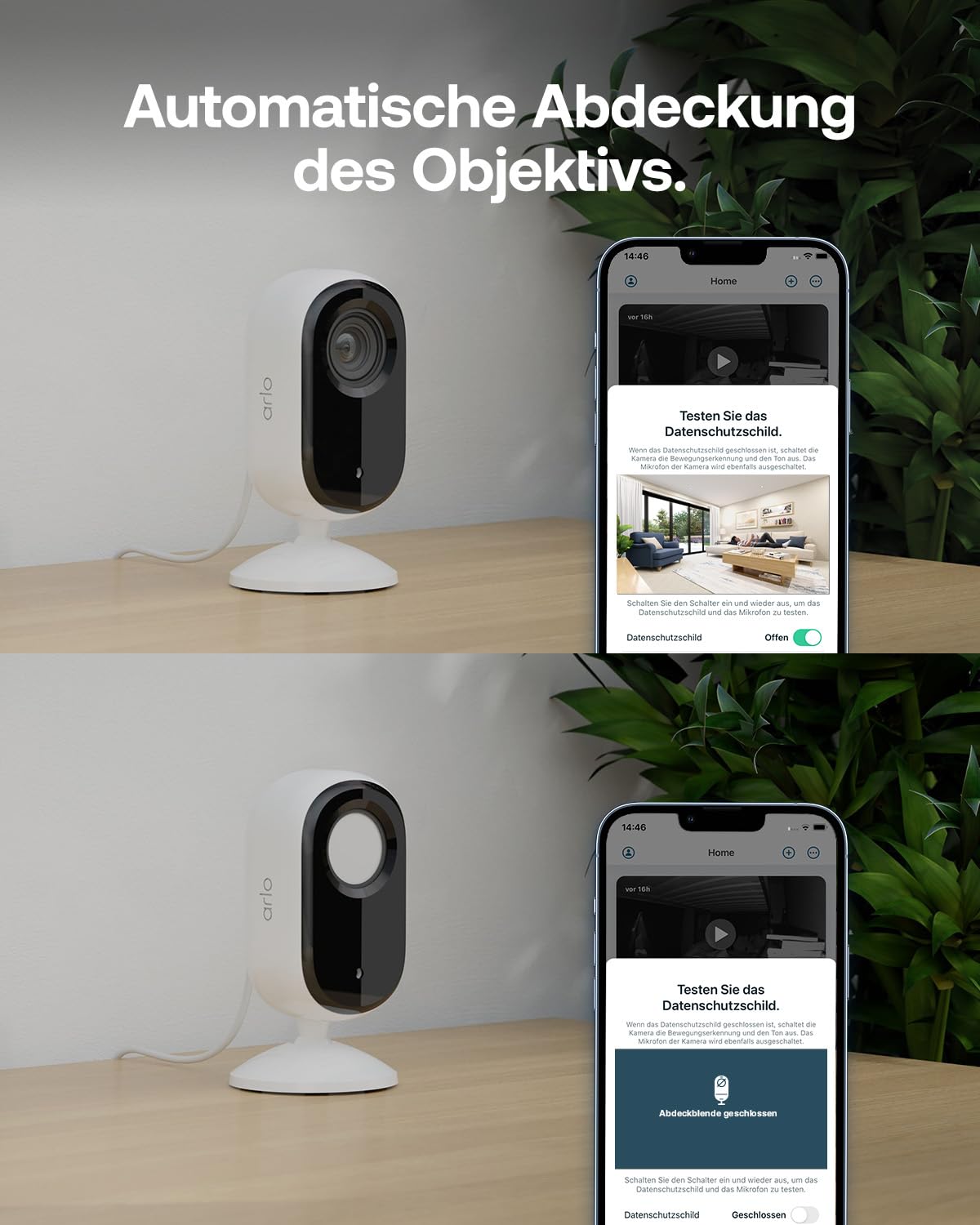 Arlo Indoor 3 HD Überwachungskamera Innen, 2er Set, HD Video, 2-Wege-Audio, Bewegungsmelder, Kabelgebunden, Babyphone, Haustierkamera, Hausüberwachung, mit Secure Plan Testzeitraum, Weiß