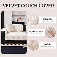 Vista 3 de Velvet Couch Cover, Washable Sectional Sofa Cover, Anti Slip Sofa Slipcover for 3 Cushion Couch Sofa L Shaped Armrest Backrest, Furniture Protector