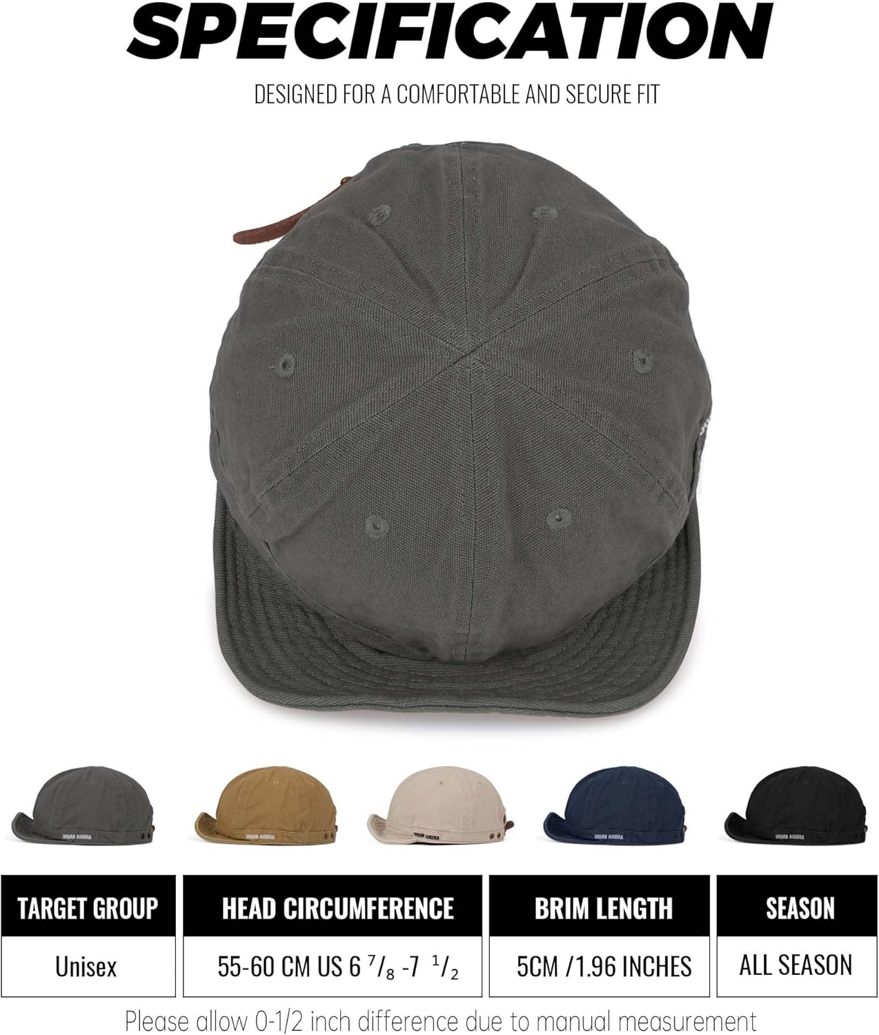 Clakllie Short Brim Baseball Cap for Men Retro Flat Bill Hats Unstructured Moisture Wicking Cotton Hat Trendy Dad Cap - Image 3