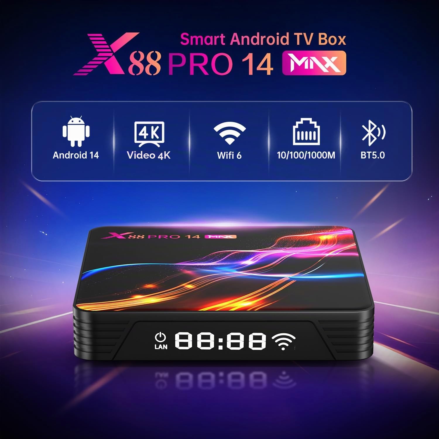 Android TV Box 14.0, Android Box, 4GB RAM, 128GB ROM, RK3528 Quad-Core 64bit Cortex-A53, 2026 TV Box Support 4K 2.4G /5G Dual Band WiFi Ethernet 10/100M USB 3.0/2.0 Smart Box