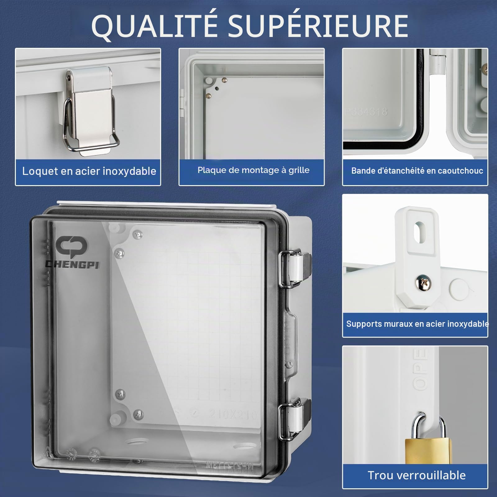 Boîte de Dérivation Electrique,Boitier Electrique Étanche avec Couvercle à Charnière,IP66 Boîte de Jonction en Plastique ABS,Couvercle Transparent Coffret Électrique 210x210x130MM