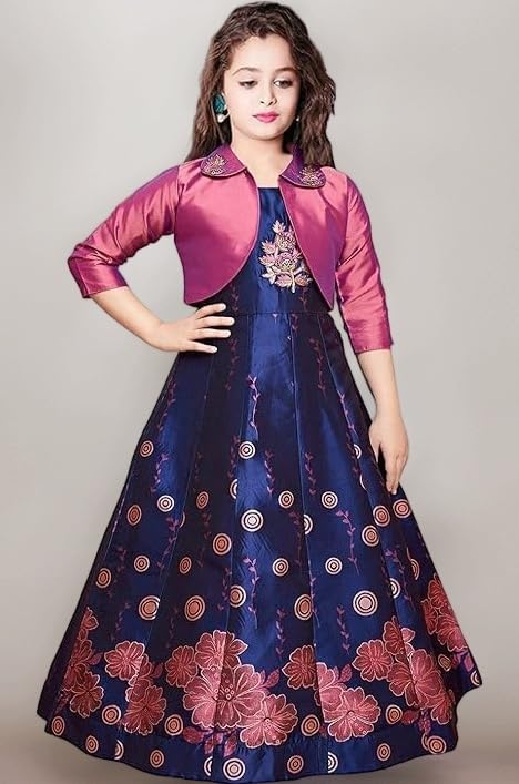 Girls Jacket Style Gown | Designer Embroidered Maxi Dress for Weddings