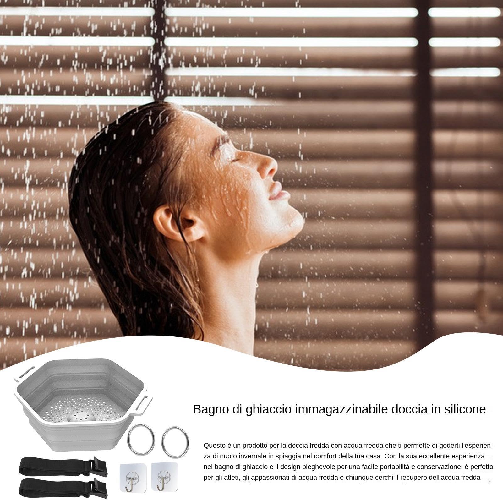 Ducha De Hielo, Enfriador De Baño De Hielo, Enfriador De Agua De Silicona, Enfriador De Baño De Hielo Plegable De Silicona, Conexión De Alcachofa De Ducha, Ducha De Baño De