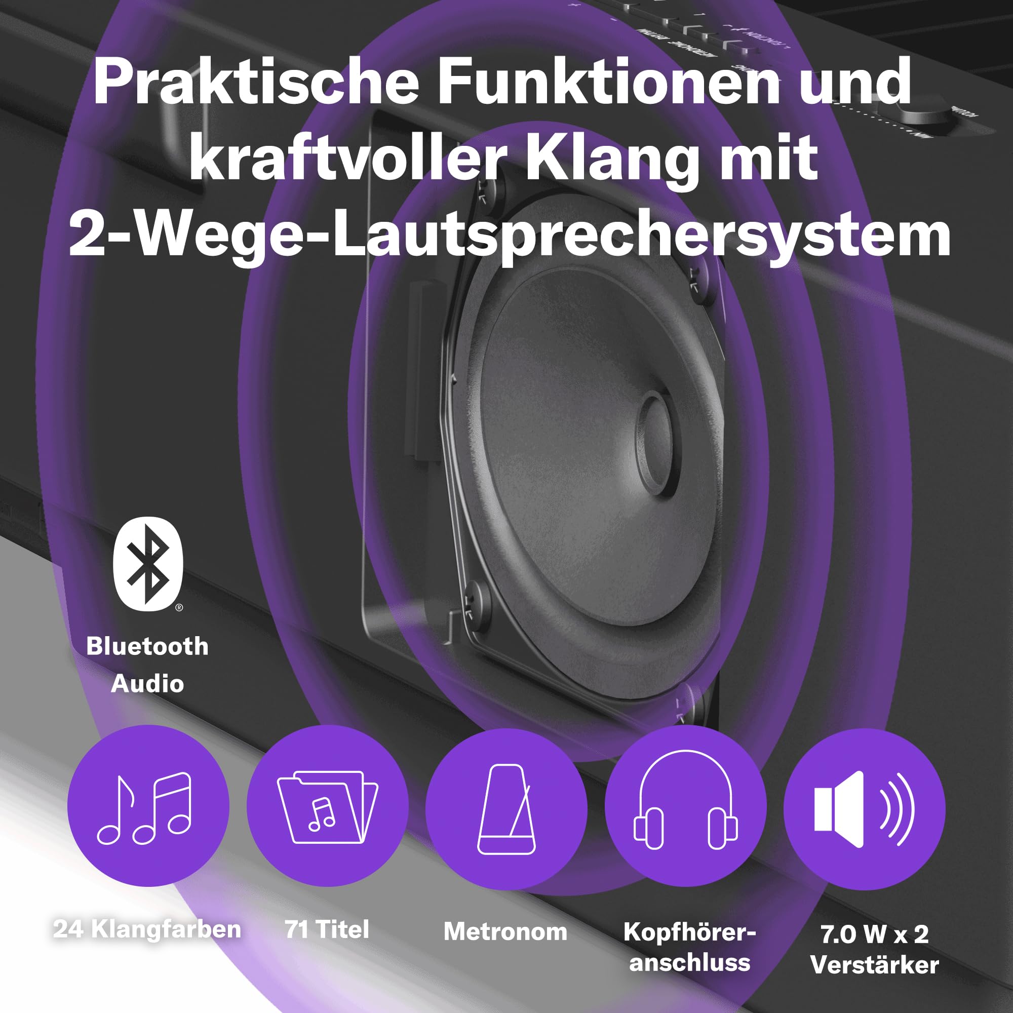 Yamaha P-225 Digital Piano, Schwarz – Leichtes und tragbares Digital Piano mit der Graded-Hammer-Compact-Tastatur mit 88 gewichtetet Tasten und 24 Instrumentenklängen