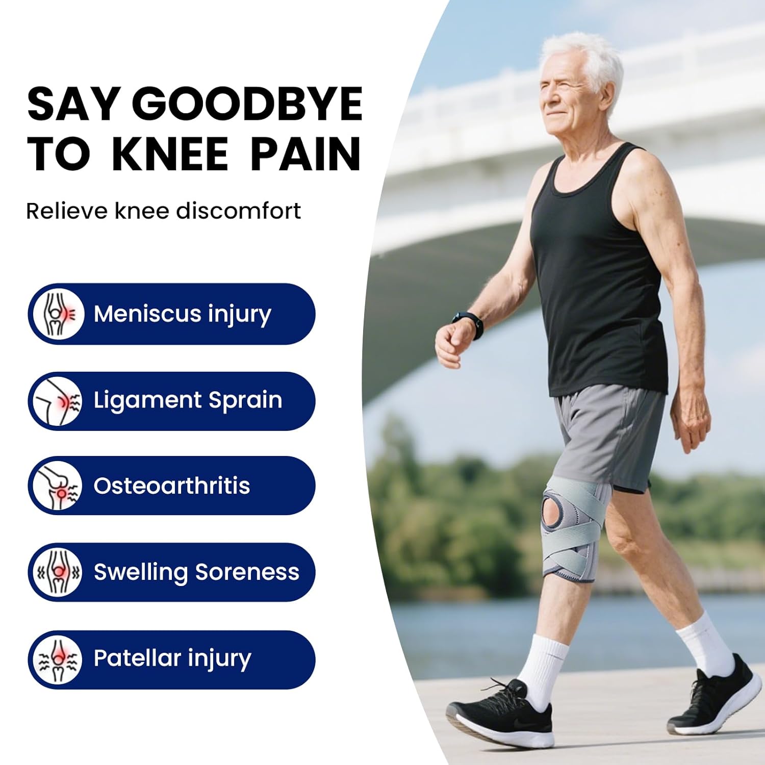 Galvaran Knee Brace for Men & Women - ACL, MCL, Meniscus Tear Support & Arthritis Pain Relief - Stabilizing Knee Braces Support with Side Stabilizers & Patella Gel Pad