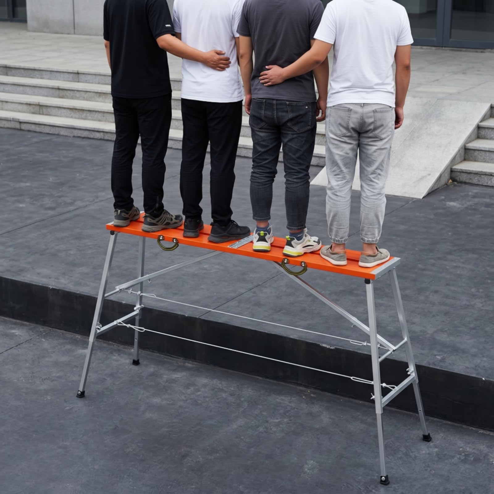 Andamio Portátil Banco Escalón Plegable de Trabajo con Marco de Aluminio Antideslizante Estable y Ligero Adecuado para Pintura Renovación Instalación Mantenimiento, 150 30cm