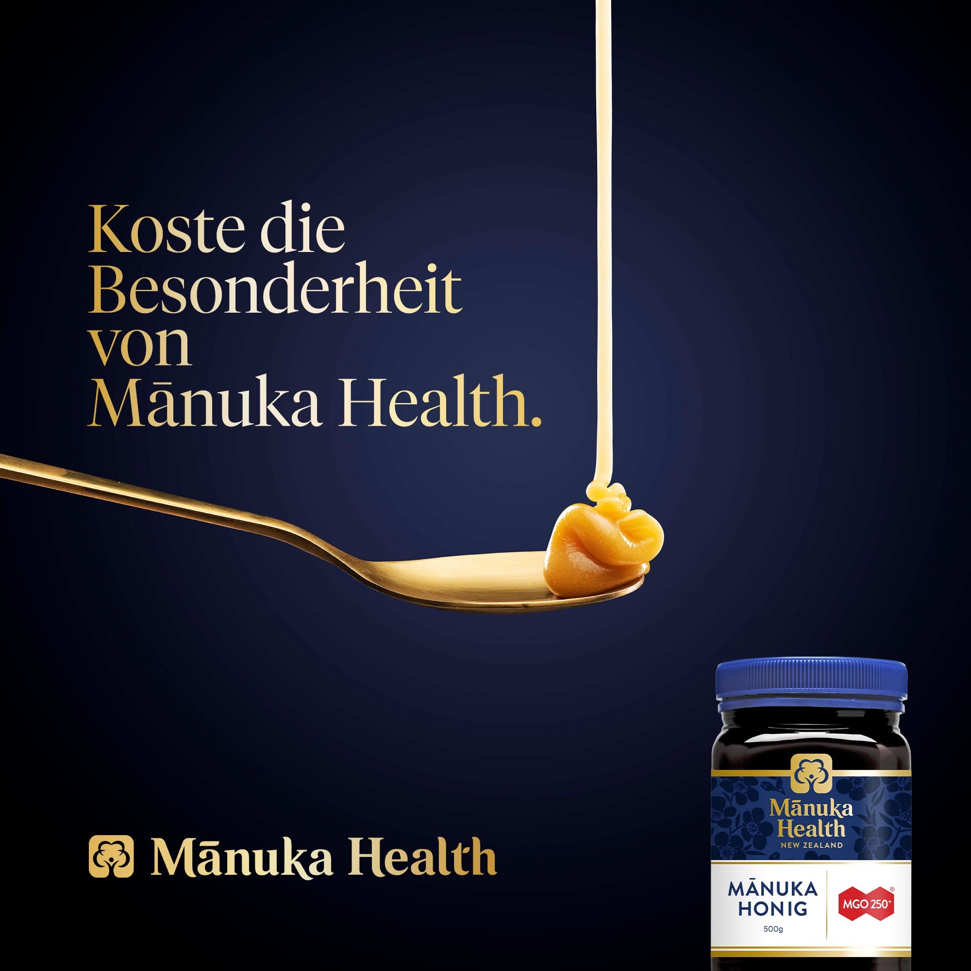 Manuka Health Manuka Honig MGO 250+ 500 g 100% Pur aus Neuseeland zertifiziertem Methylglyoxal Gehalt