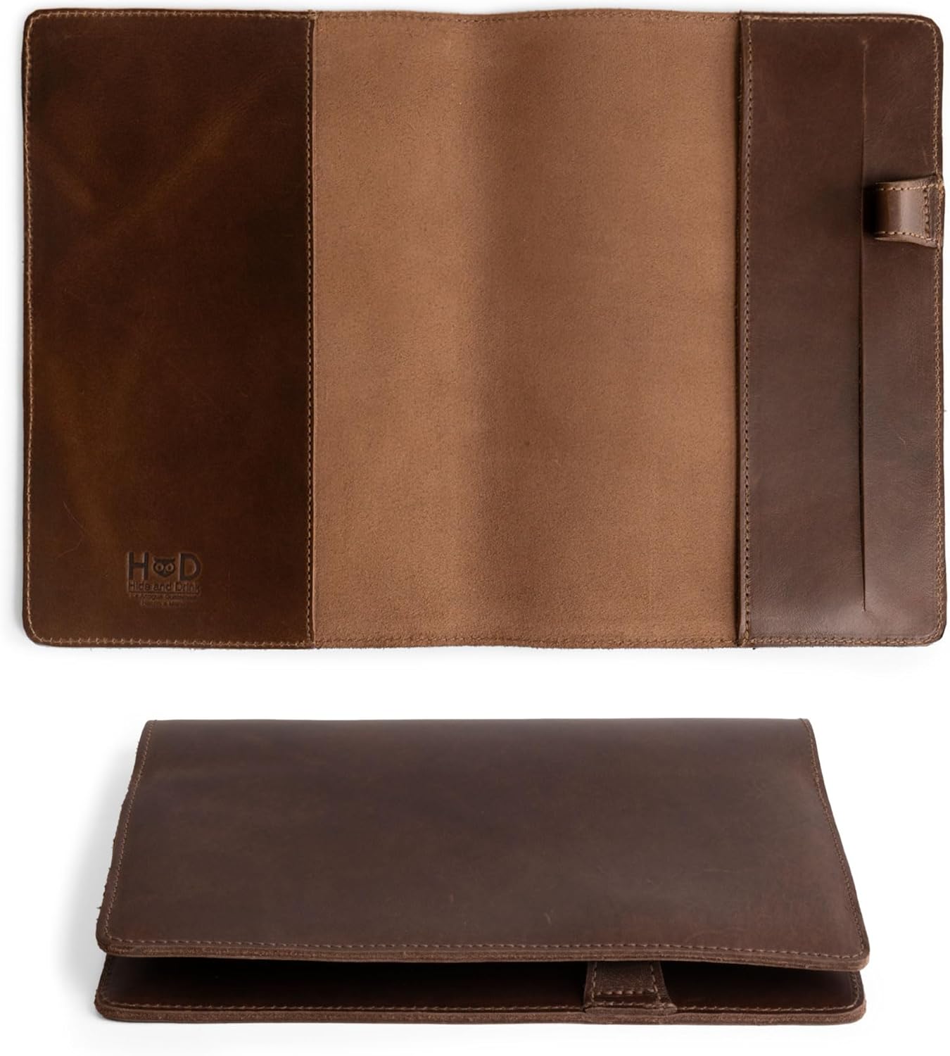 Hide & Drink, Case for Hardcover Leuchtturm A5 (5.75 x 8.25 in.) Notebook, Protective Cover for Journal, Personal Planner, Full Grain Leather, Handmade Writing Accessory (Bourbon Brown, A5)