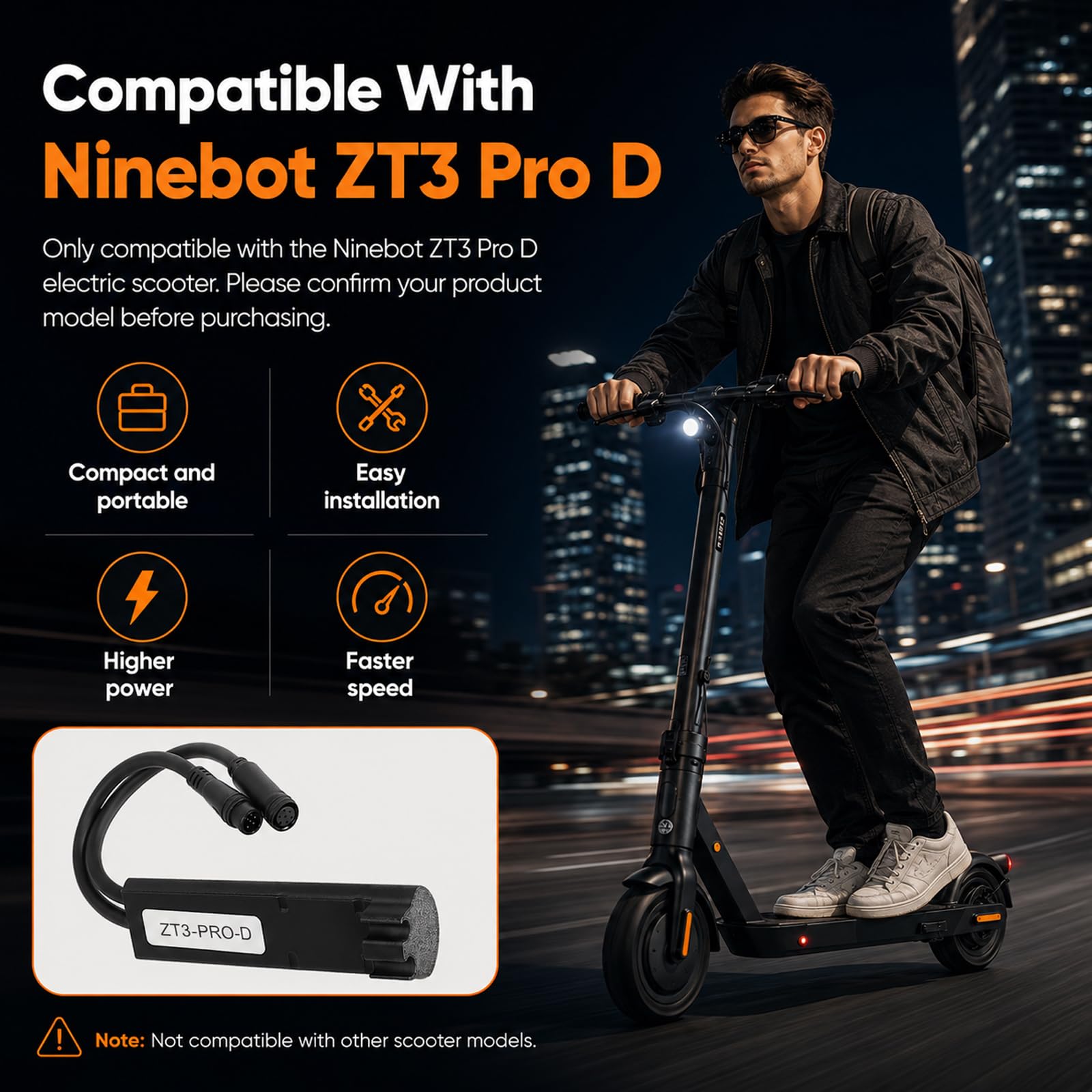Tuning Chip Unlock Cable kompatybilny z Segway Ninebot ZT3 Pro D skuter elektryczny, Performance Upgrade Travd 35-40 km/h, niestandardowy kabel do zwalniania prędkości