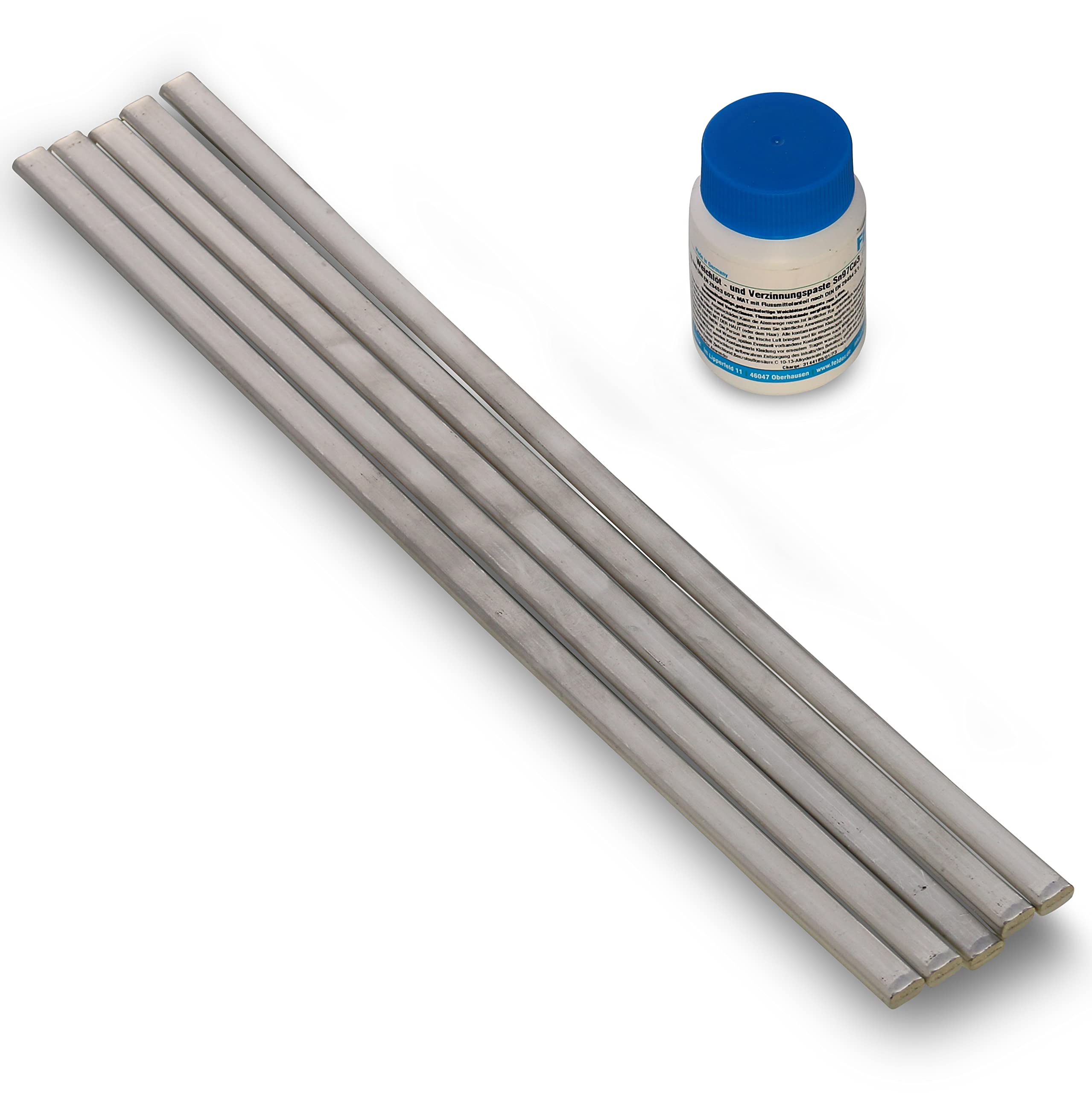 5 Stangen Karosseriezinn Sn90Zn7Cu3 & 100g Verzinnungspaste Verzinnungspaste Lötzinn Stangenlot Weichlot