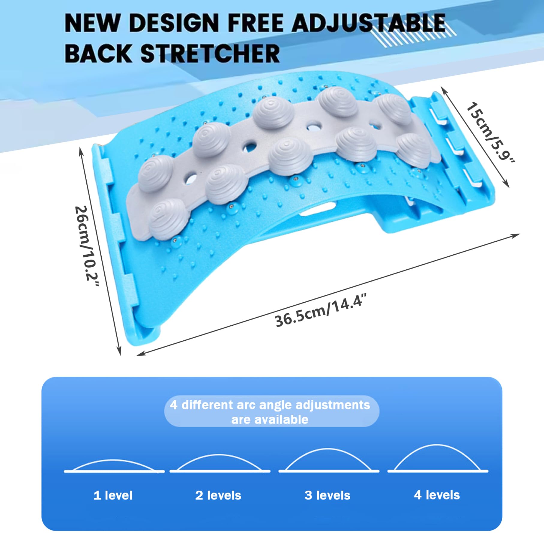 Planche lombaire antidérapante 4 niveaux réglables points de massage 3D bleu