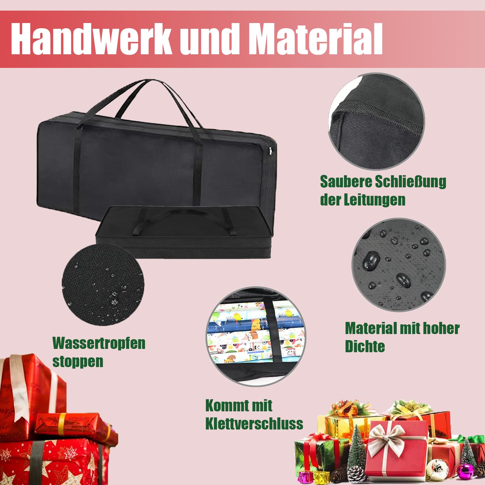 Organizer Per Carta Regalo Portatile - Borsa 100x35x15cm In Oxford 600D, 24 Rotoli, Con Manici - Foto 8