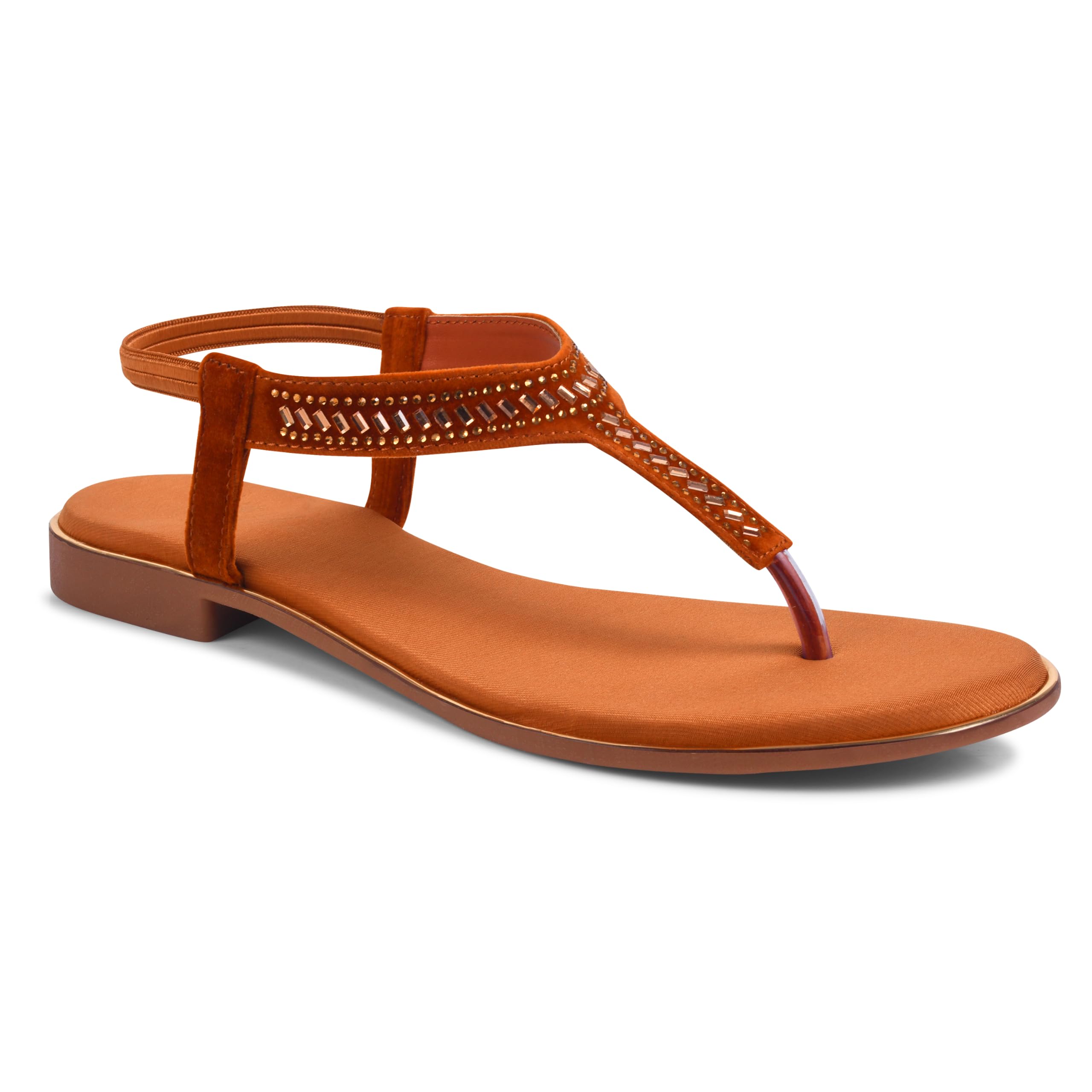 Women’s Flat Sandals with Embellished T-Strap Footwear| Stylish Casual Slip-On chappal for Women-image-42