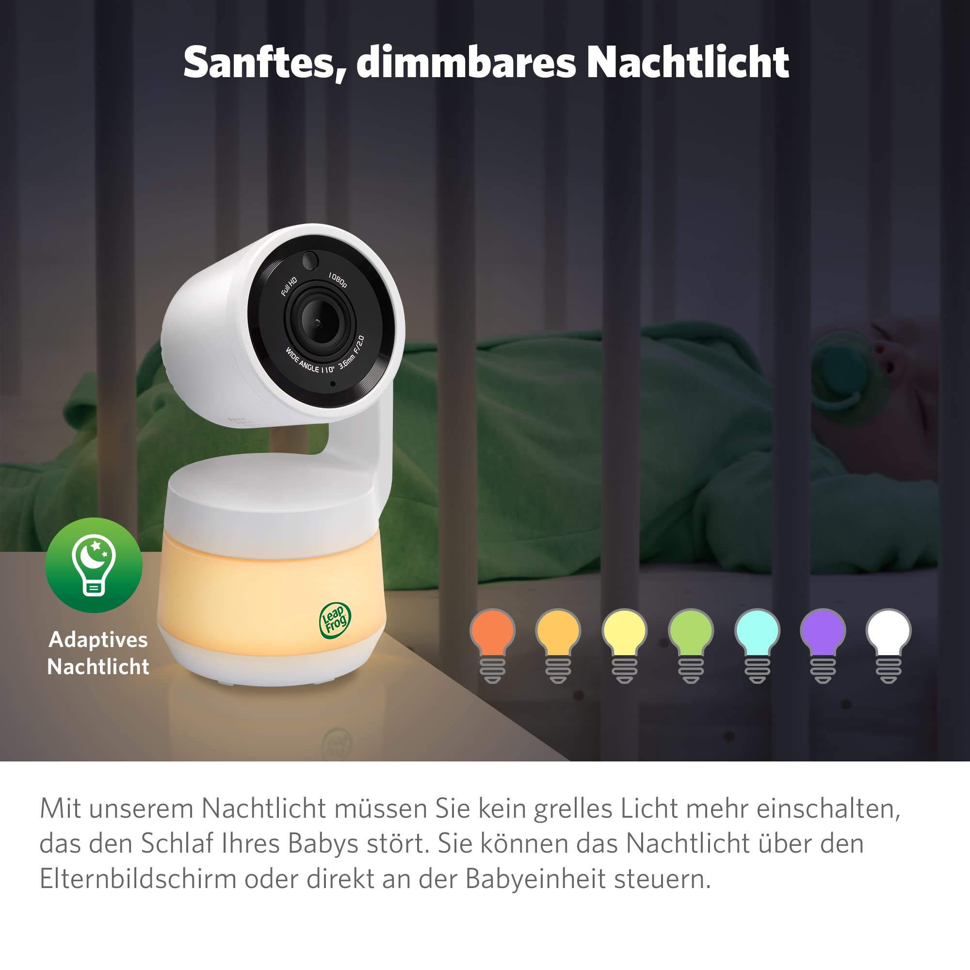 LeapFrog LF925HD Monitors para Bebés, 1080p WiFi Monitors Inteligentes para Bebés, 360° Traducción e Inclinación, Zoom 8X, ExhibiciónLCD de 5 "720p, Visión Nocturna, Walkie - Talkie Bidireccional