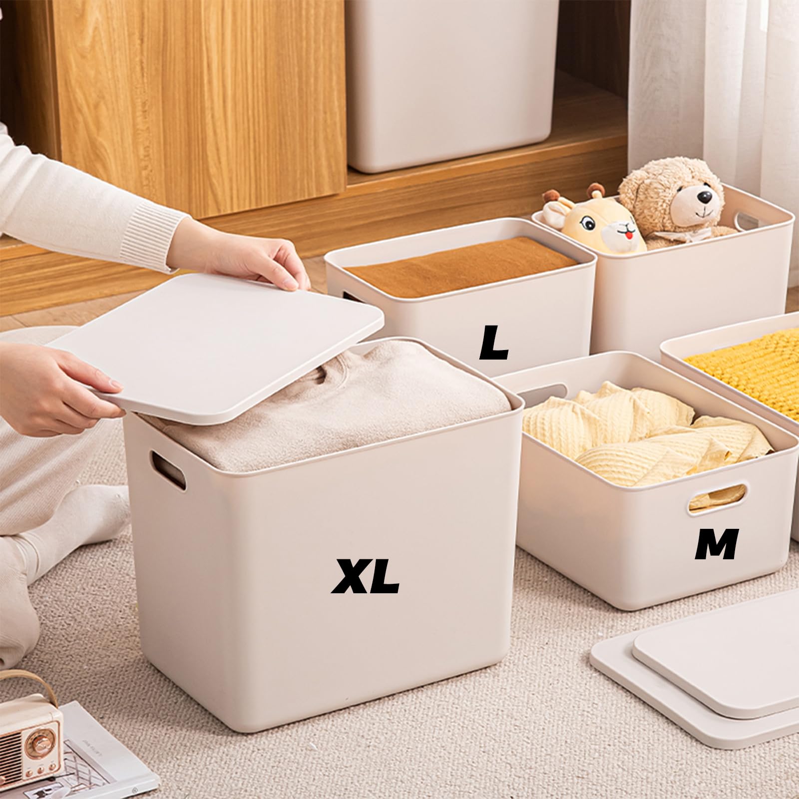 Amazon｜プラスチック 収納ボックス 蓋付き 約 幅36.5×奥行26×高さ30