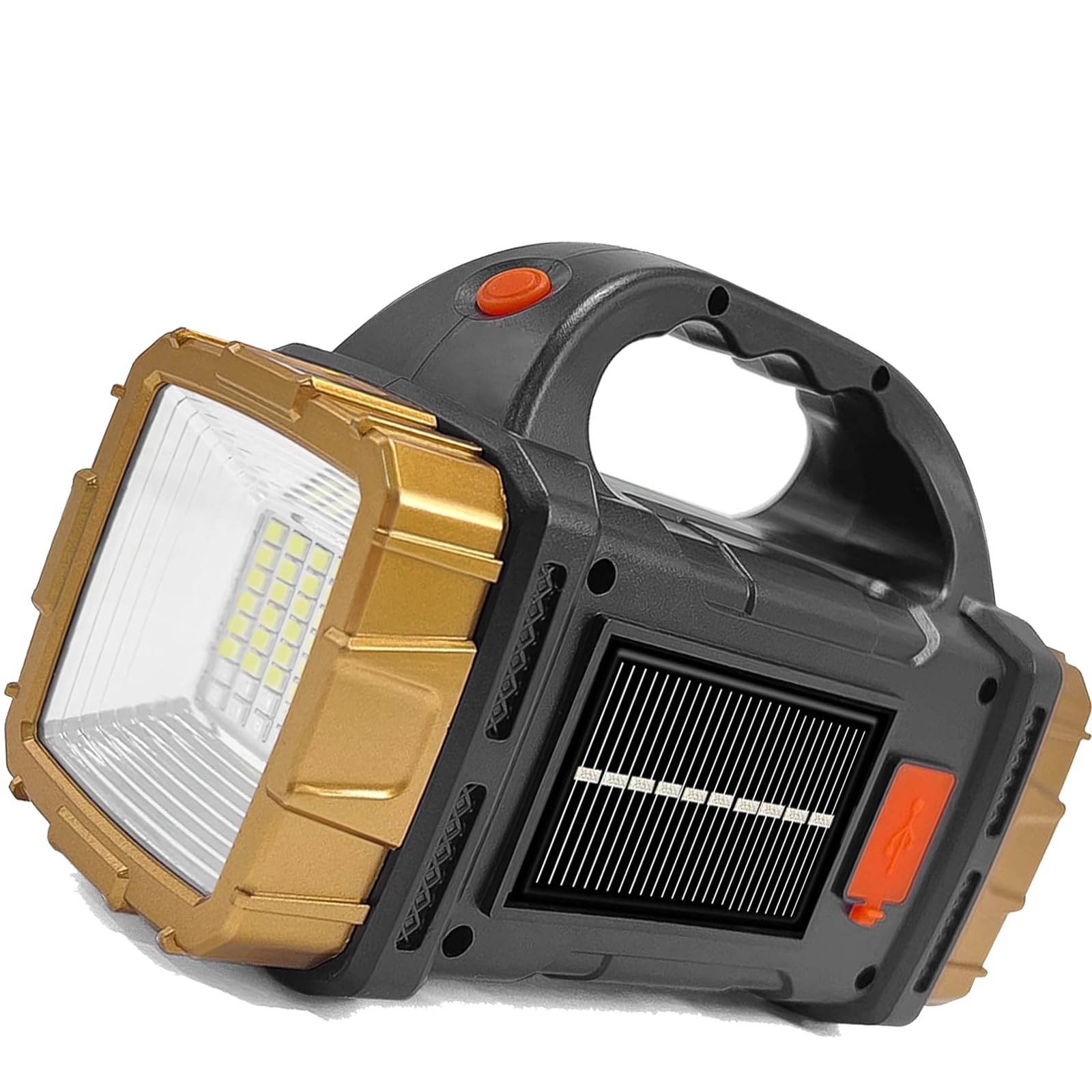 sallbrisPremium High Lumens LED Work Light – Multipurpose Flashlight with Searchlight and Lantern Features - Rechargeable Outdoor Waterproof Solar Flashlight - Portable & Lightweight(Yellow