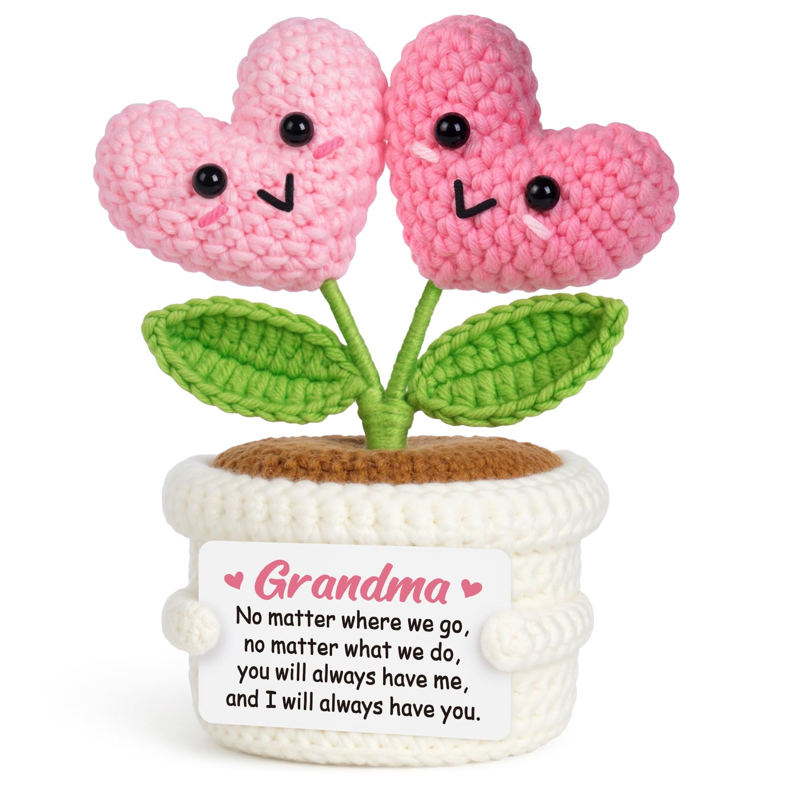 Grandma Gifts, Grandma Birthday Gifts - Handmade Crochet Heart Flower