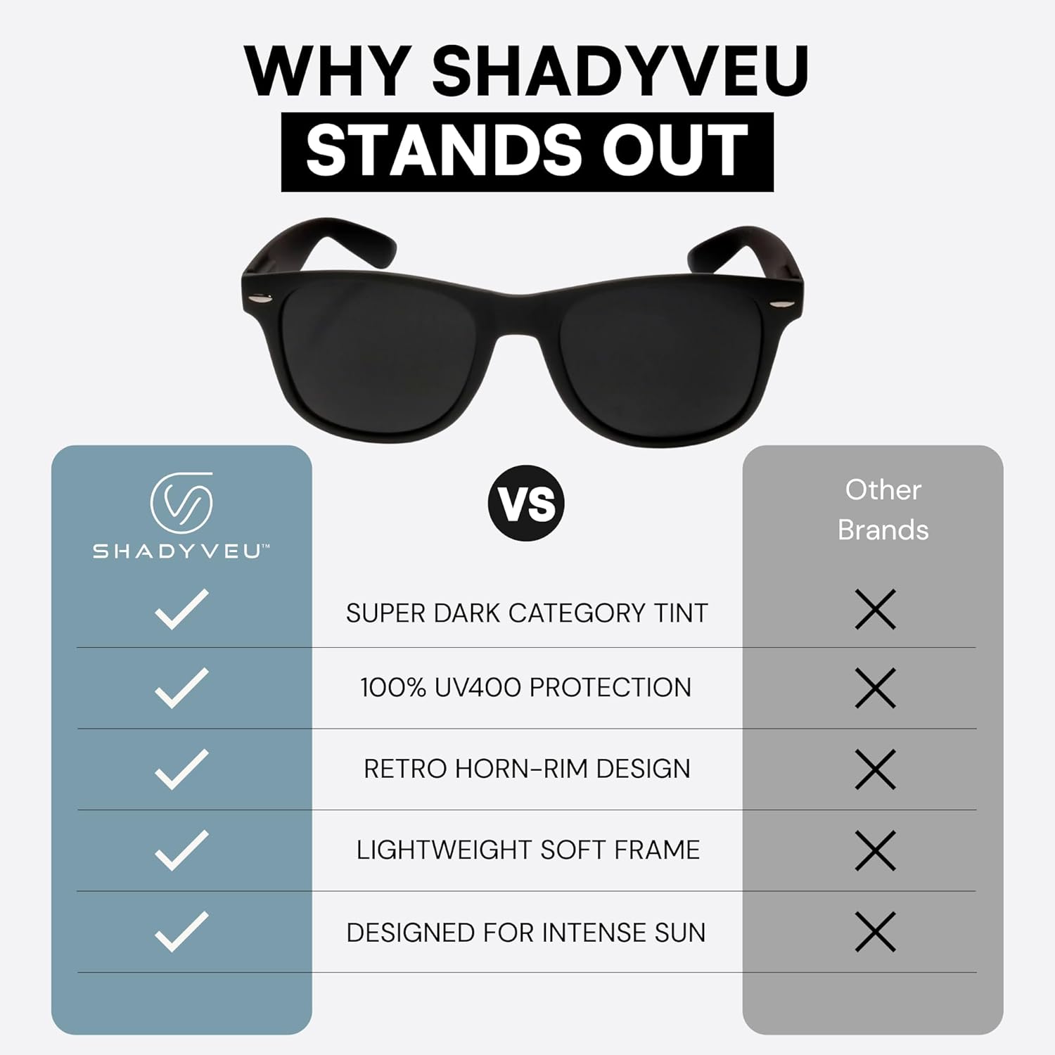 ShadyVEU Super Dark Black Lens Round Sunglasses UV Protection Spring Hinge Soft Matte Frame Fashion Shades - Image 5