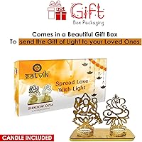 Vista 3 de SATVIK Lakshmi Ganesh Idol Shadow Diya para decoración de Diwali. Estatua decorativa de Laxmi Ganesha Murti para el hogar y la oficina, soporte