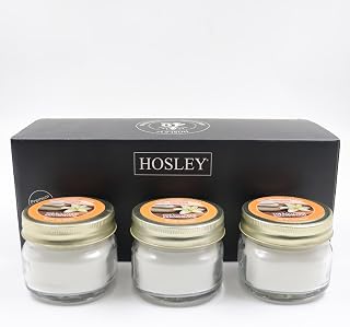 HOSLEY Scented Jar Candles for Home - Soy Wax Candles of Tobacco, Oud & Sandalwood Fragrance Candles – Perfect Aromatherapy Candles Gift Set for Women/Birthdays/Weddings/Christmas & Yoga – Set of 3