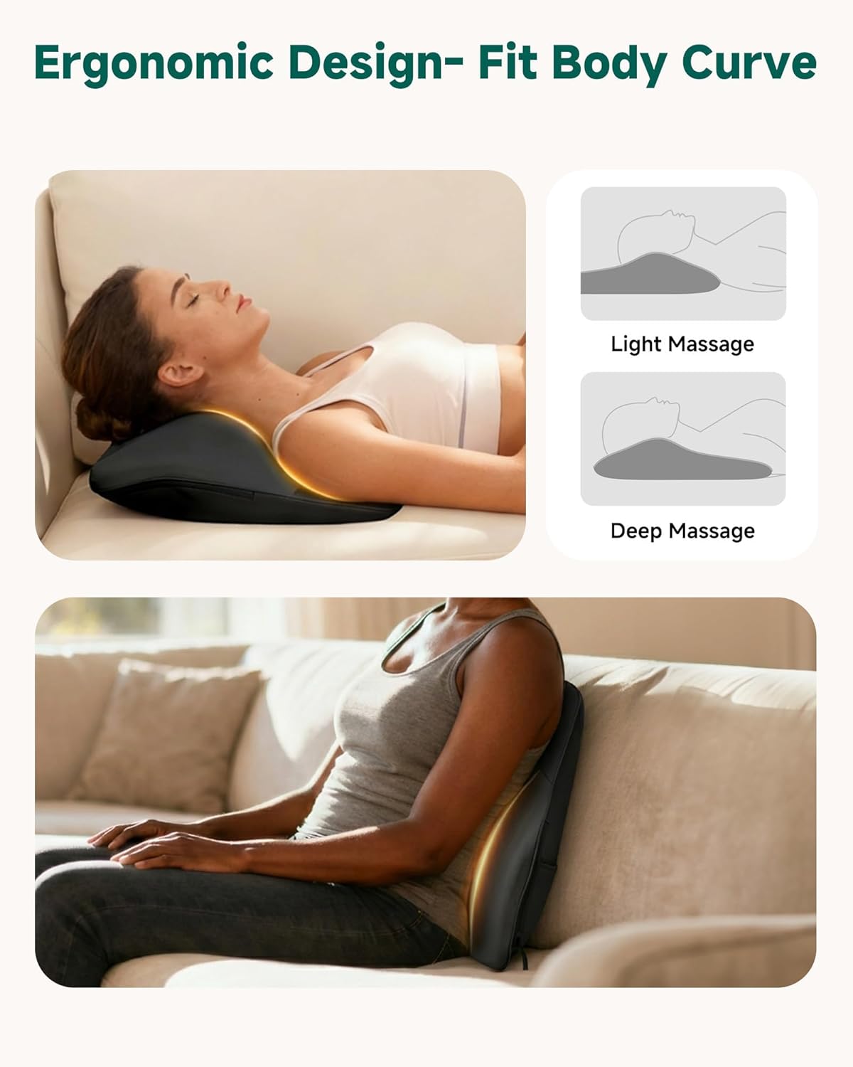 Snailax Shiatsu Back Massager with Heat, Neck Shoulder Massager for Pain Relief Deep Tissue, 4D Kneading Back Massage Pillow, 3 Speed/3 Modes Portable for Home Office Car Use