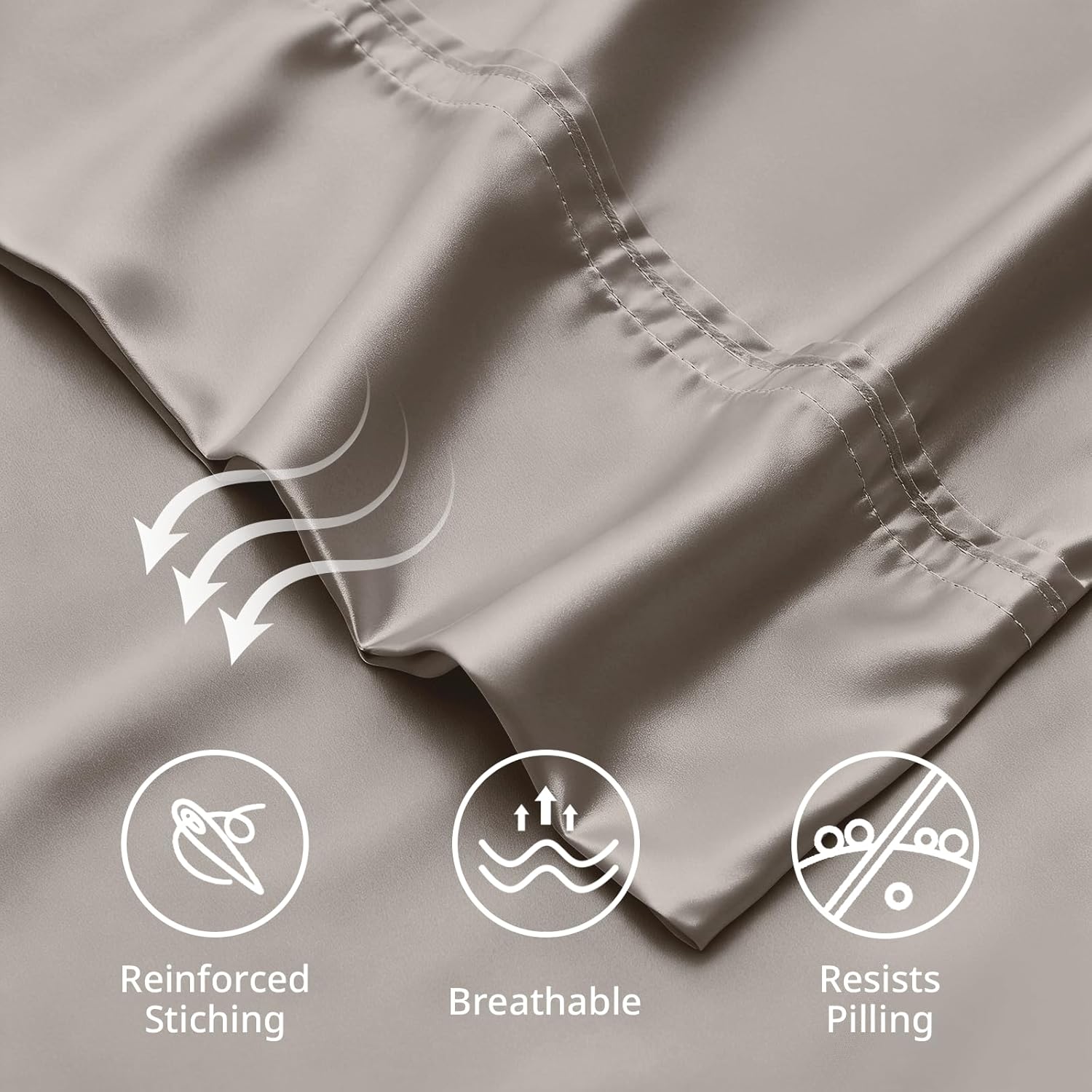 King Pillow Cases, Derived from Bamboo Viscose, Cooling Pillowcases, Breathable & Wicking Pillow Covers for Hot Sleepers, Envelope Closure, Taupe, 2 Pack, 20x40IN