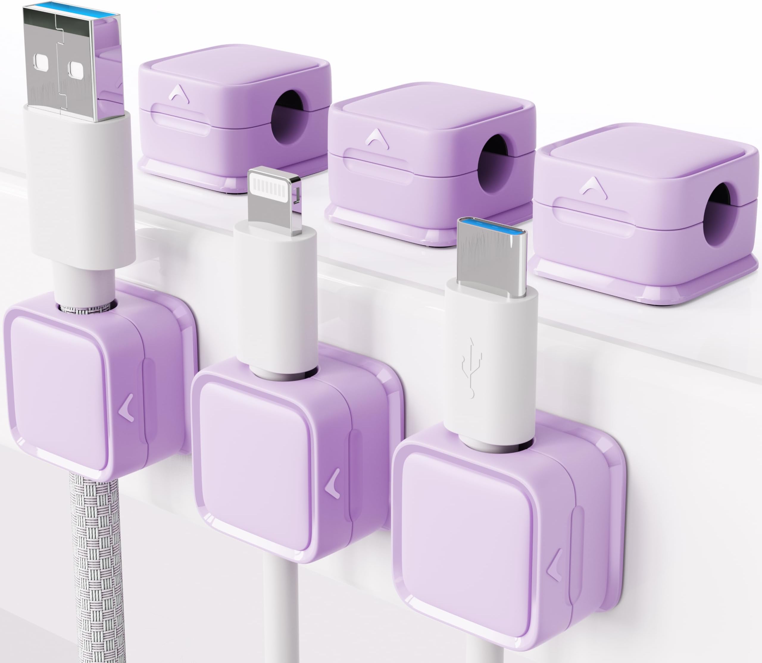 Cable Holder, Cable Clips, Cable Management, 6 Pack Magnetic Desk Cable Organiser, Strong Adhesive Wire Charger Holder for Bedside Table, Kitchen Appliances