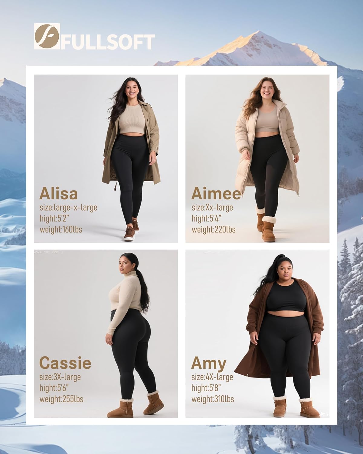 FULLSOFT Plus Size Fleece Lined Leggings Women-High Waist Warm Thick Leggings Winter Thermal Yoga Pants for Snow Cold - Image 5